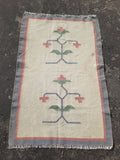 Vintage Traditional Handmade Swedish Floral Flatweave Wool Kilim Rug 133x88cms