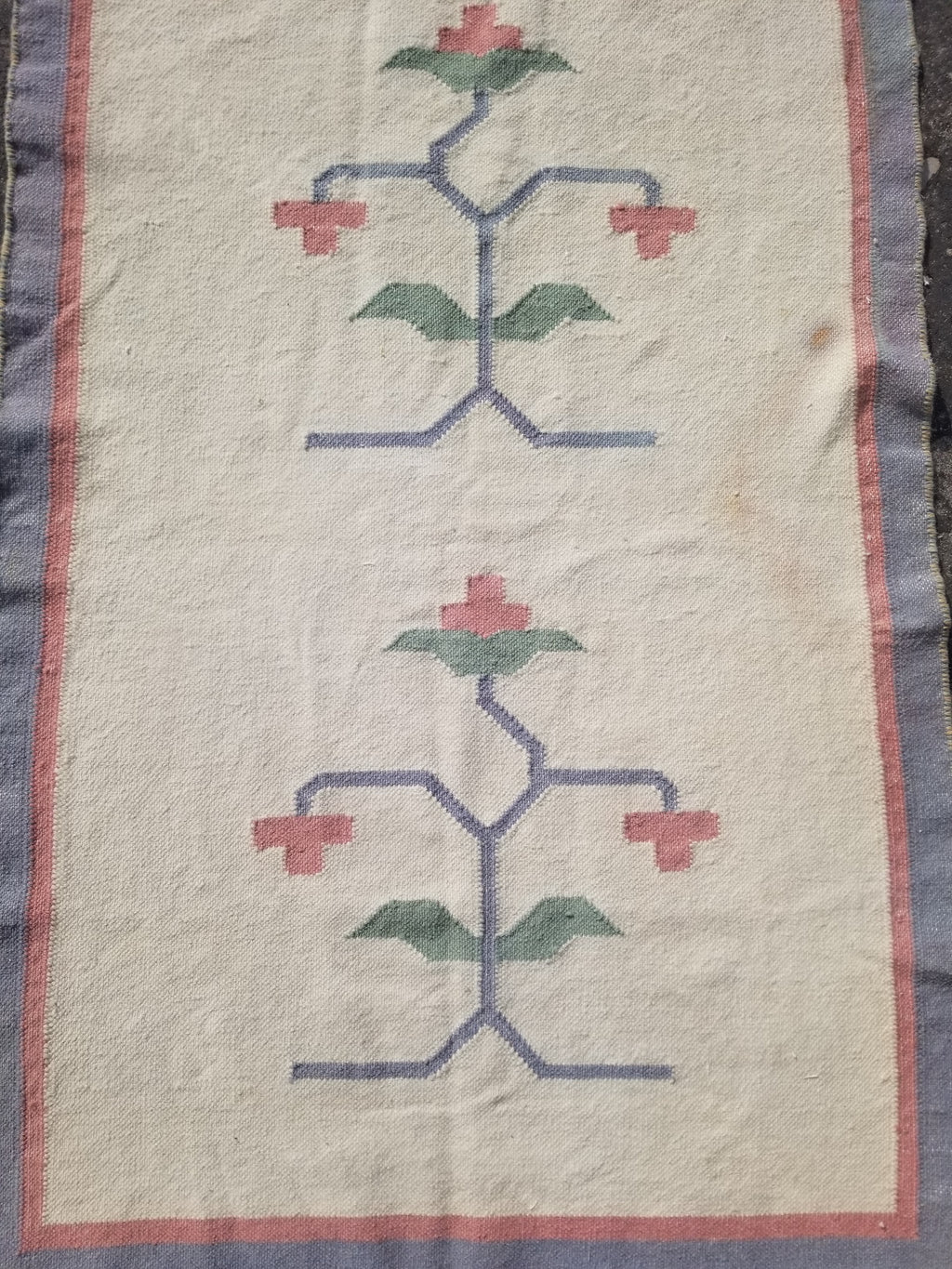 Vintage Traditional Handmade Swedish Floral Flatweave Wool Kilim Rug 133x88cms