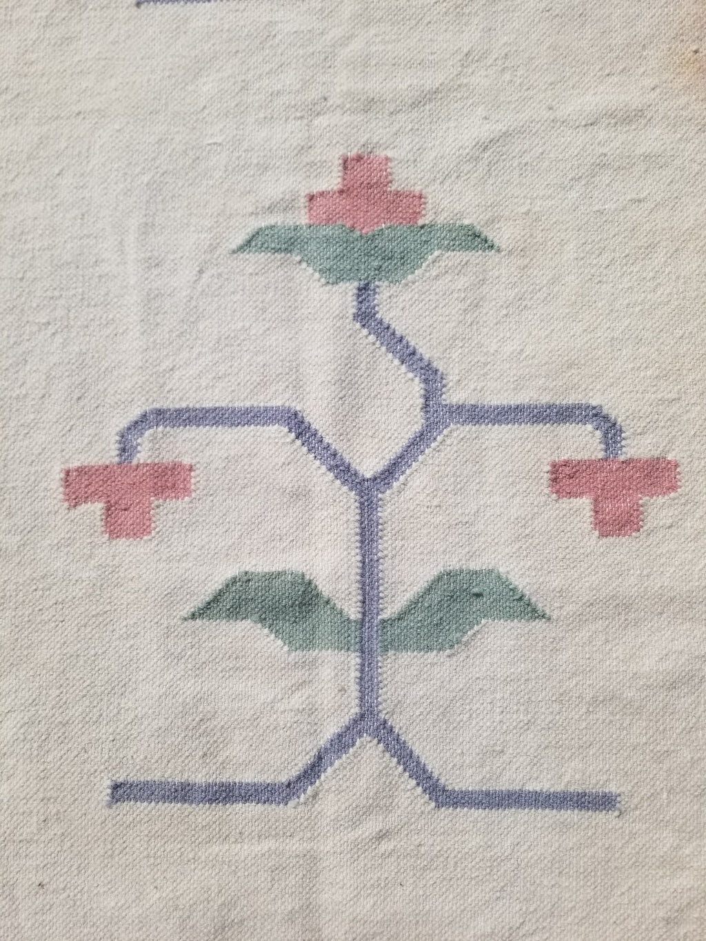 Vintage Traditional Handmade Swedish Floral Flatweave Wool Kilim Rug 133x88cms