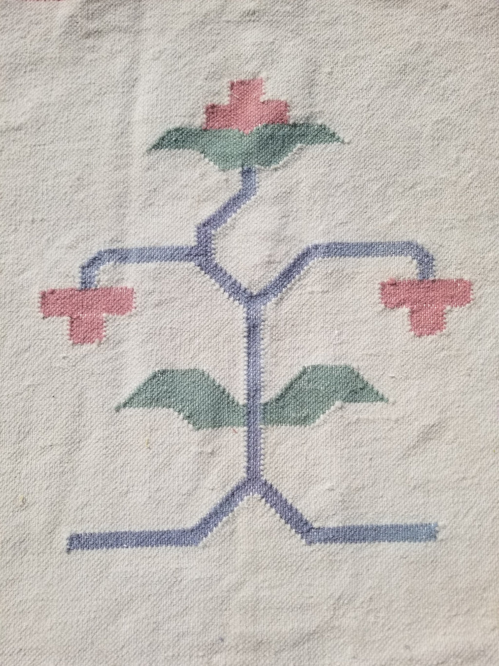Vintage Traditional Handmade Swedish Floral Flatweave Wool Kilim Rug 133x88cms
