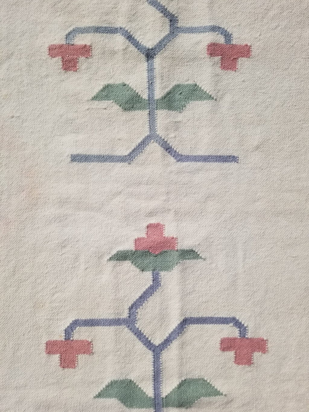 Vintage Traditional Handmade Swedish Floral Flatweave Wool Kilim Rug 133x88cms