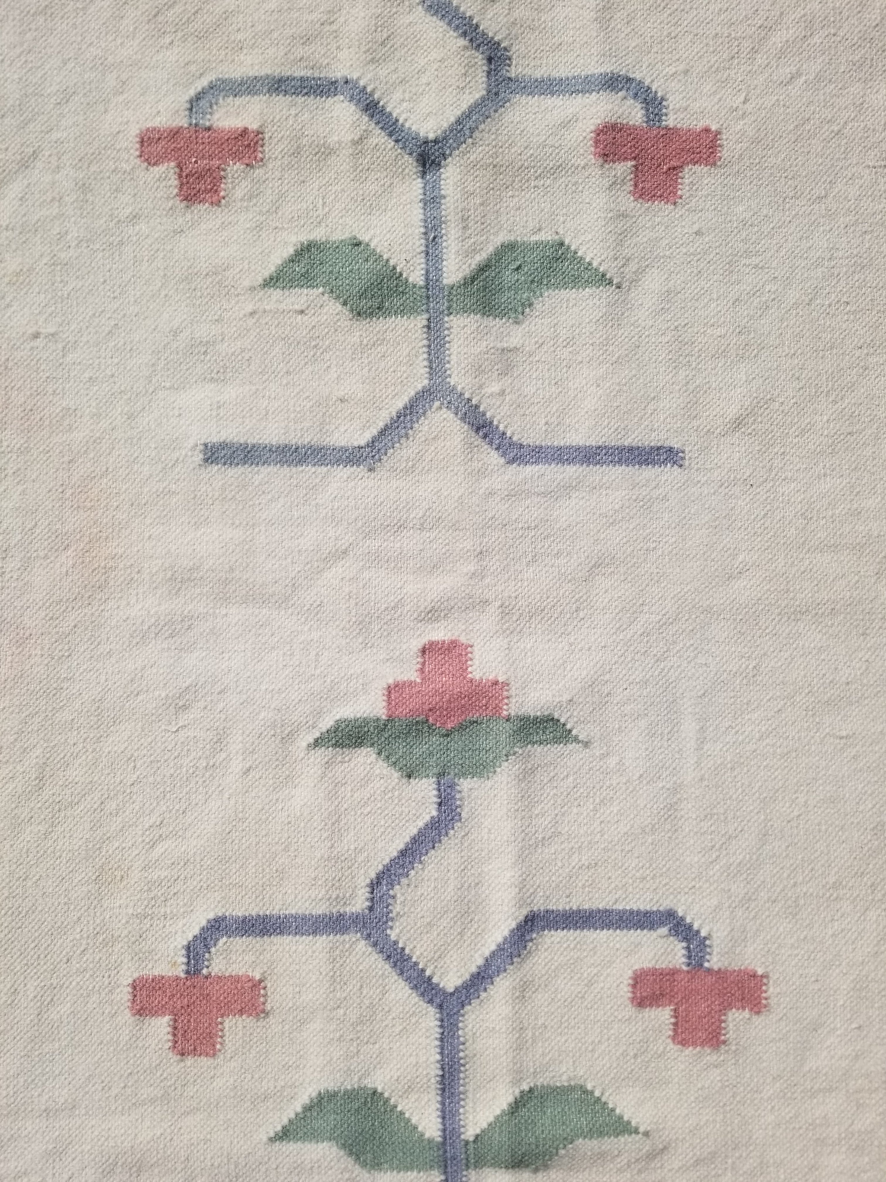 Vintage Traditional Handmade Swedish Floral Flatweave Wool Kilim Rug 133x88cms