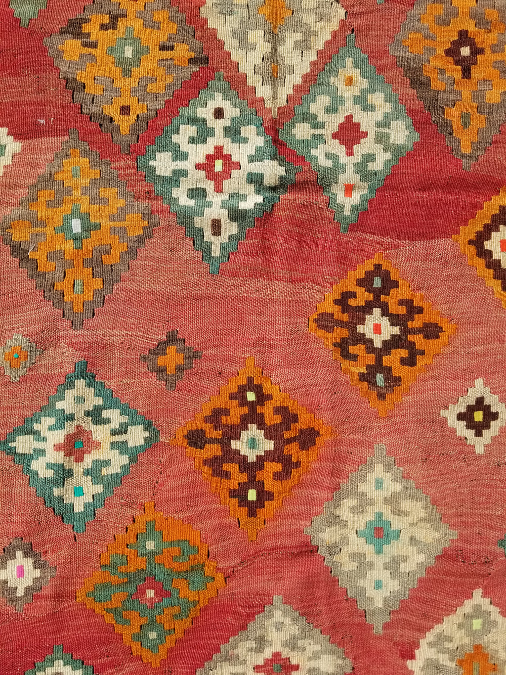 Antique Traditional Handmade Sherazi Flatweave Wool Kilim Rug 214x137cms