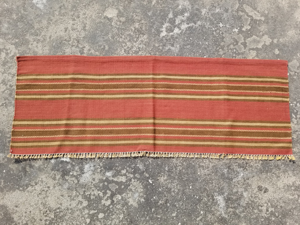 Vintage Handmade Middle East Striped Flatweave Wool Textile Runner 156x57cms