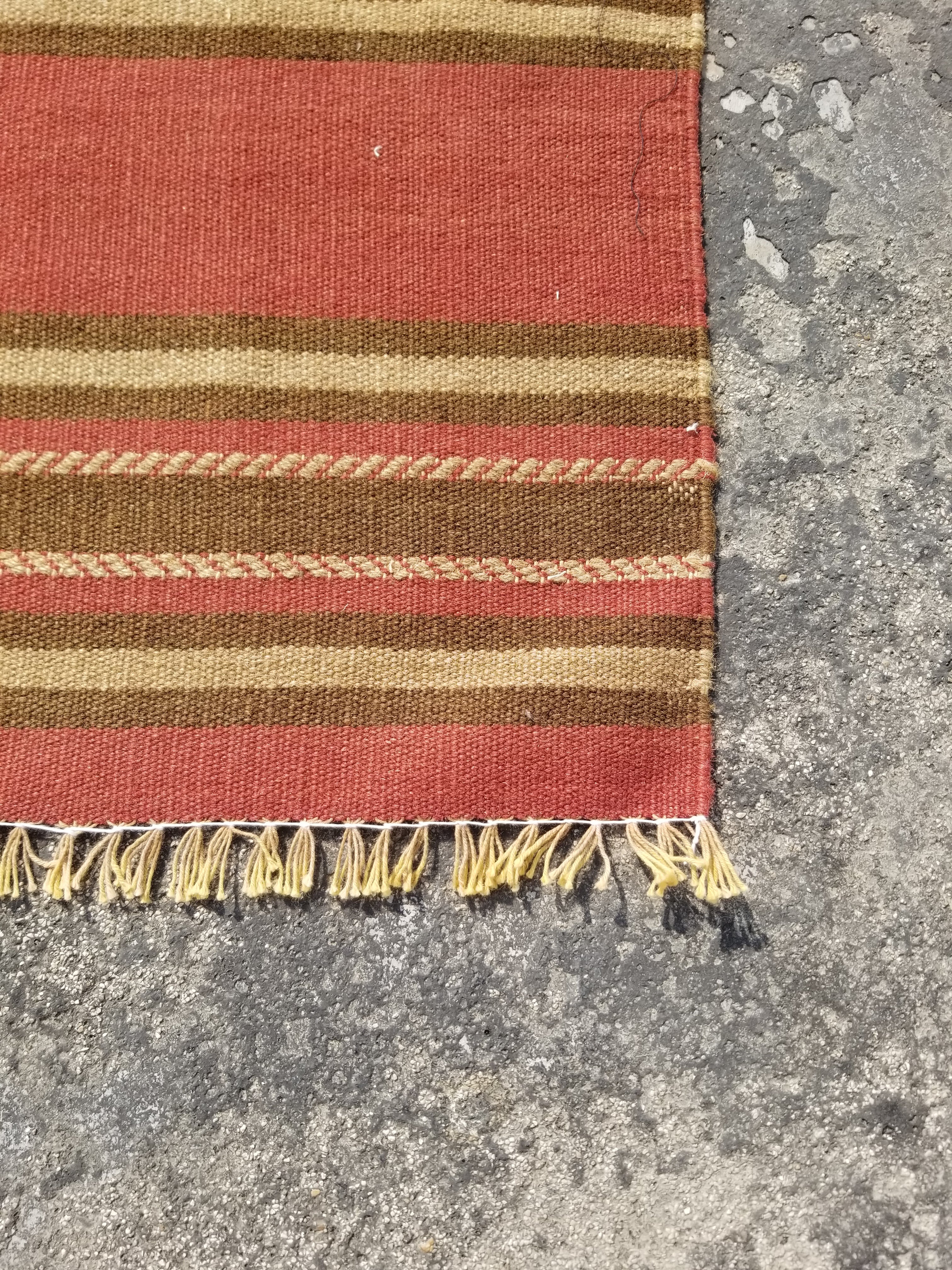 Vintage Handmade Middle East Striped Flatweave Wool Textile Runner 156x57cms