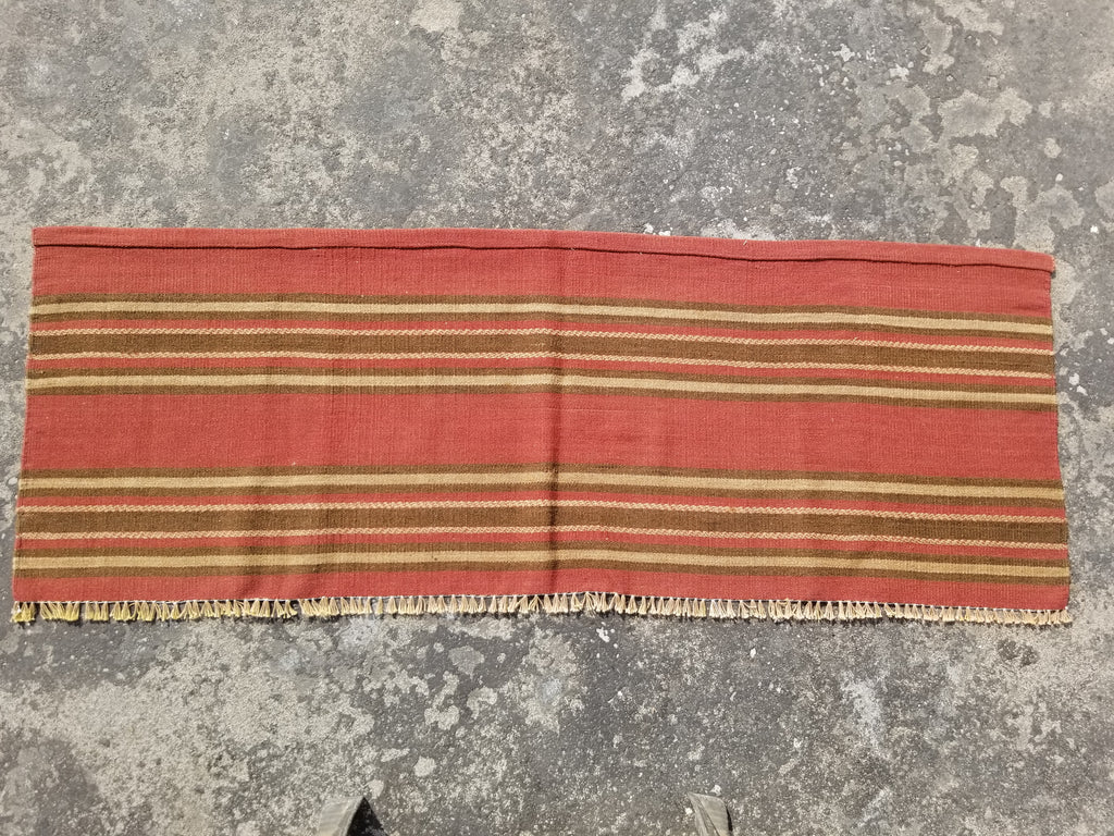 Vintage Handmade Middle East Striped Flatweave Wool Textile Runner 156x57cms