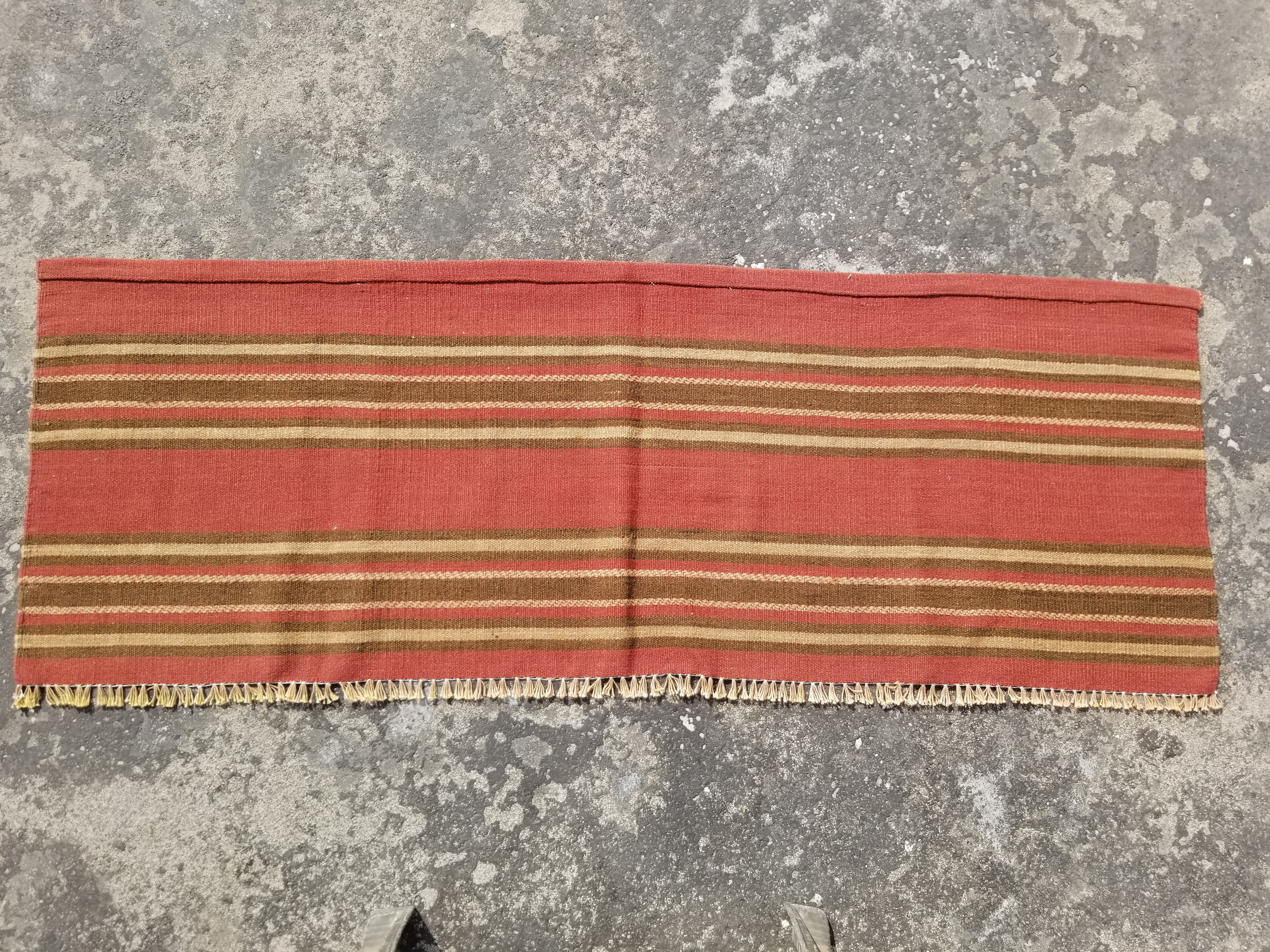 Vintage Handmade Middle East Striped Flatweave Wool Textile Runner 156x57cms