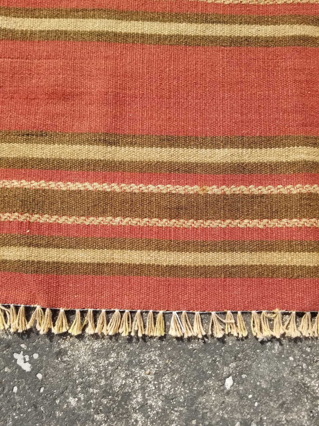 Vintage Handmade Middle East Striped Flatweave Wool Textile Runner 156x57cms