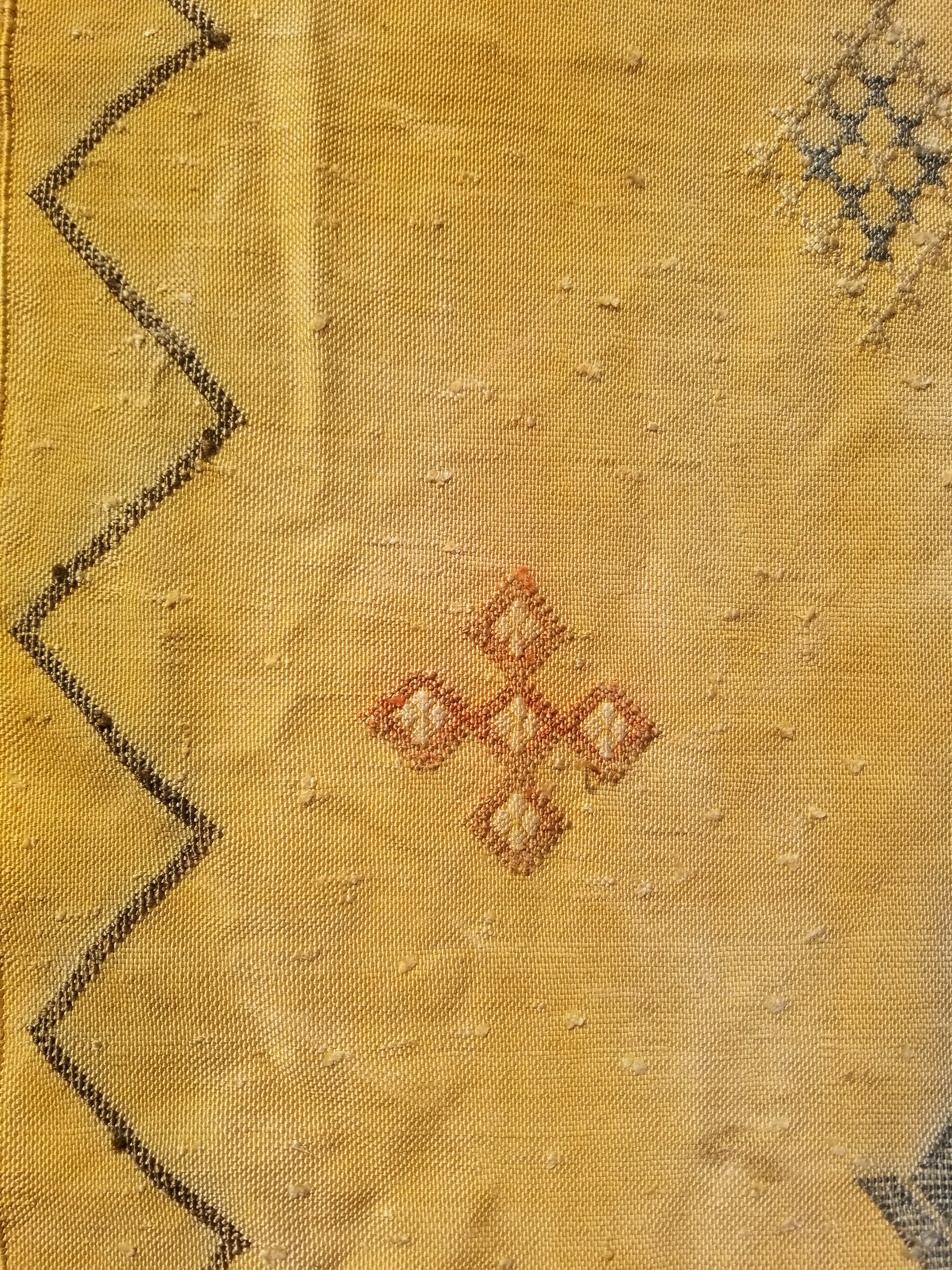 Vintage Traditional Handmade Moroccan Cactus Wool Kilim-style Runner 264x62cms
