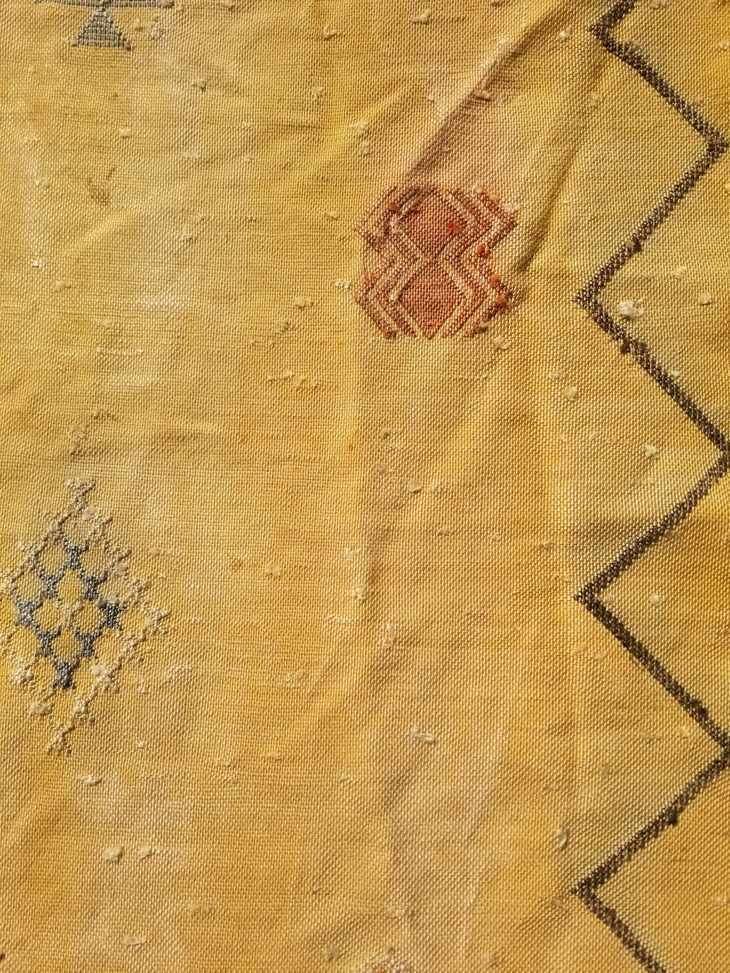 Vintage Traditional Handmade Moroccan Cactus Wool Kilim-style Runner 264x62cms