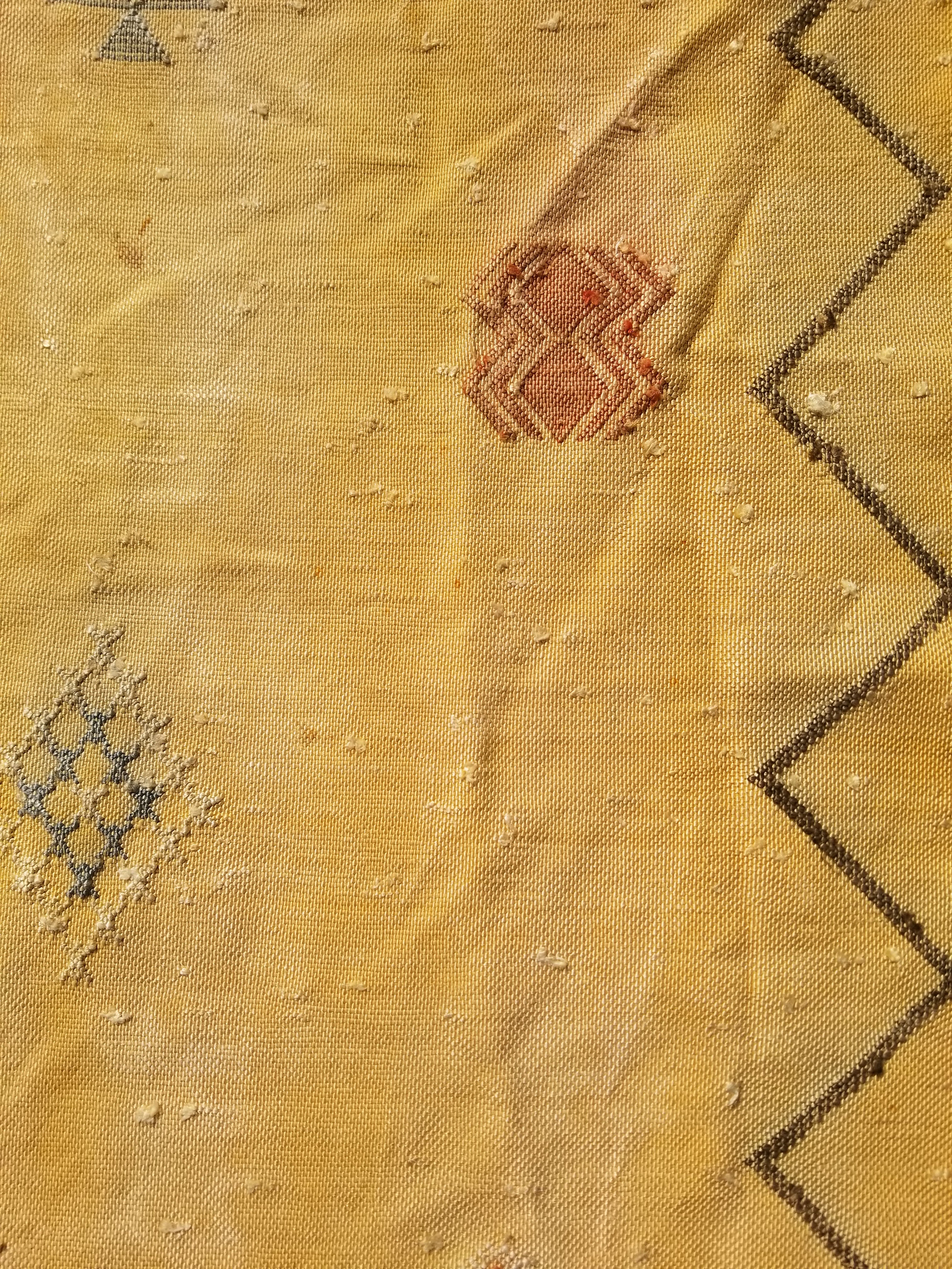 Vintage Traditional Handmade Moroccan Cactus Wool Kilim-style Runner 264x62cms