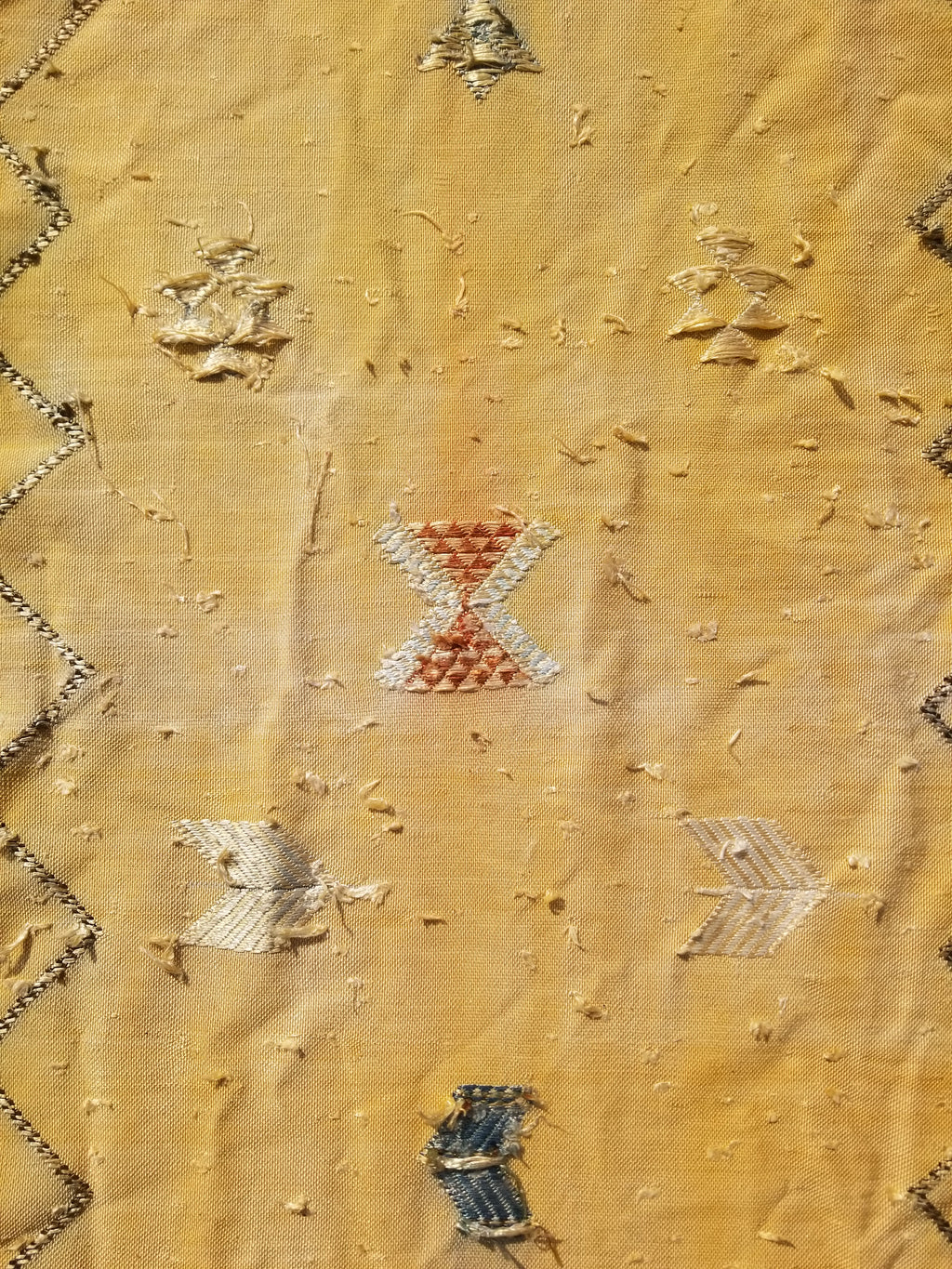 Vintage Traditional Handmade Moroccan Cactus Wool Kilim-style Runner 264x62cms