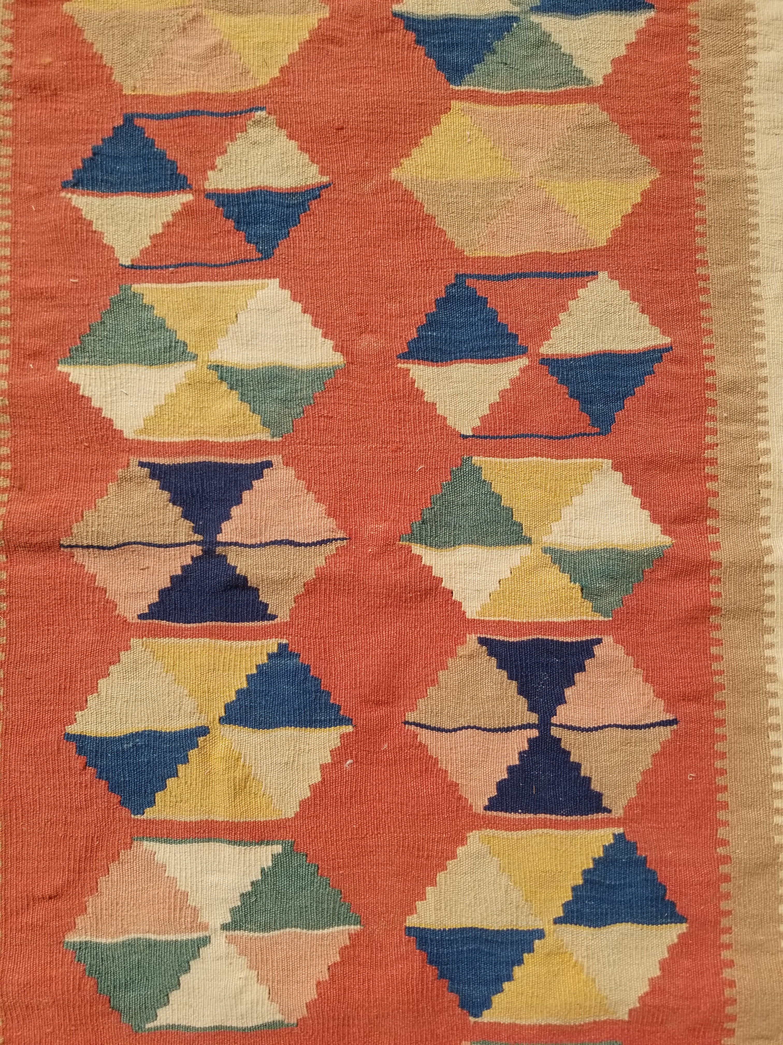 Vintage Traditional Handmade Sherazi Wool Kilim Rug 146x108cms