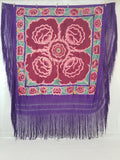 Antique Exceptional Chinese Hand Embroidered Floral Fringed Piano Shawl 158x158cm