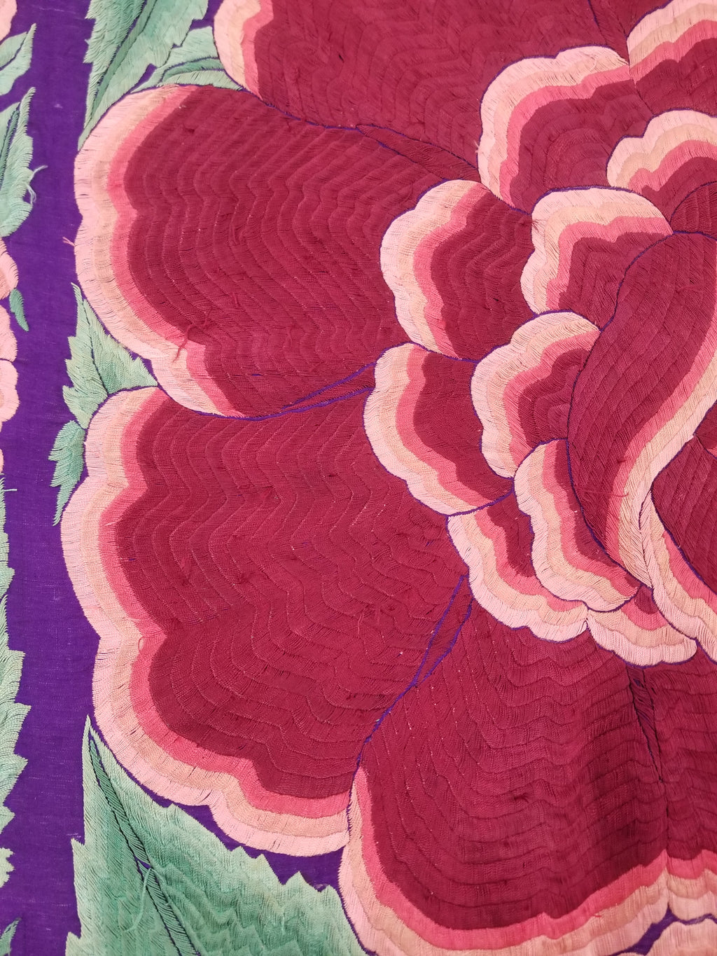 Antique Exceptional Chinese Hand Embroidered Floral Fringed Piano Shawl 158x158cm