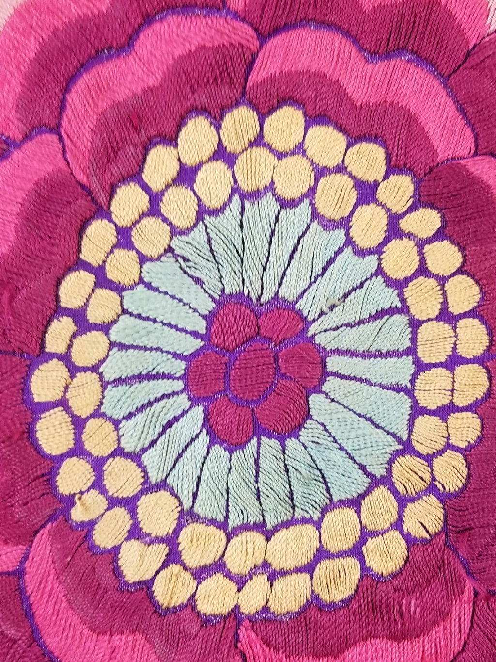 Antique Exceptional Chinese Hand Embroidered Floral Fringed Piano Shawl 158x158cm
