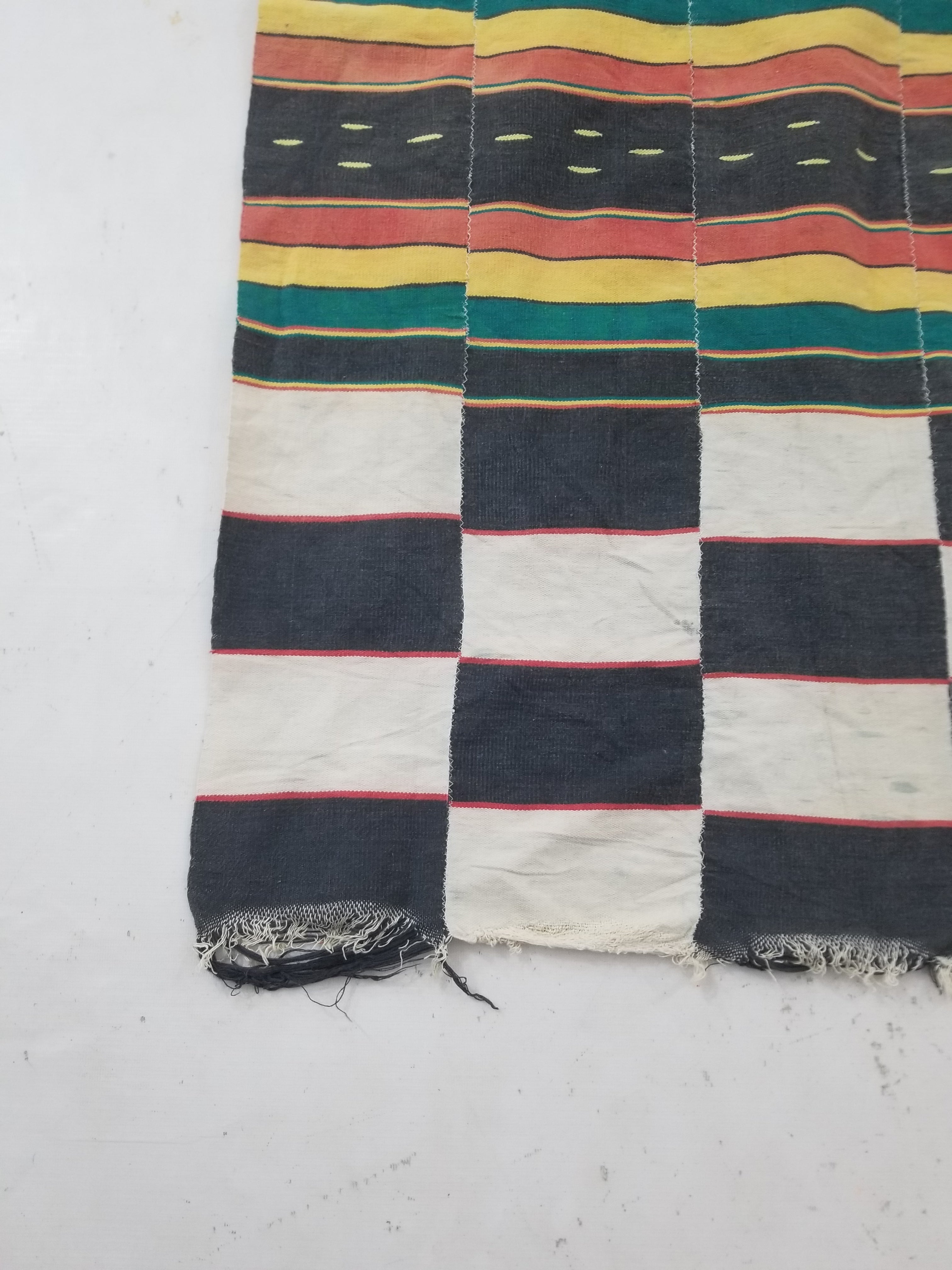 Vintage African Ceremonial 20th C Cloth EWE Strip-Woven Cotton GHANA 211x127cm