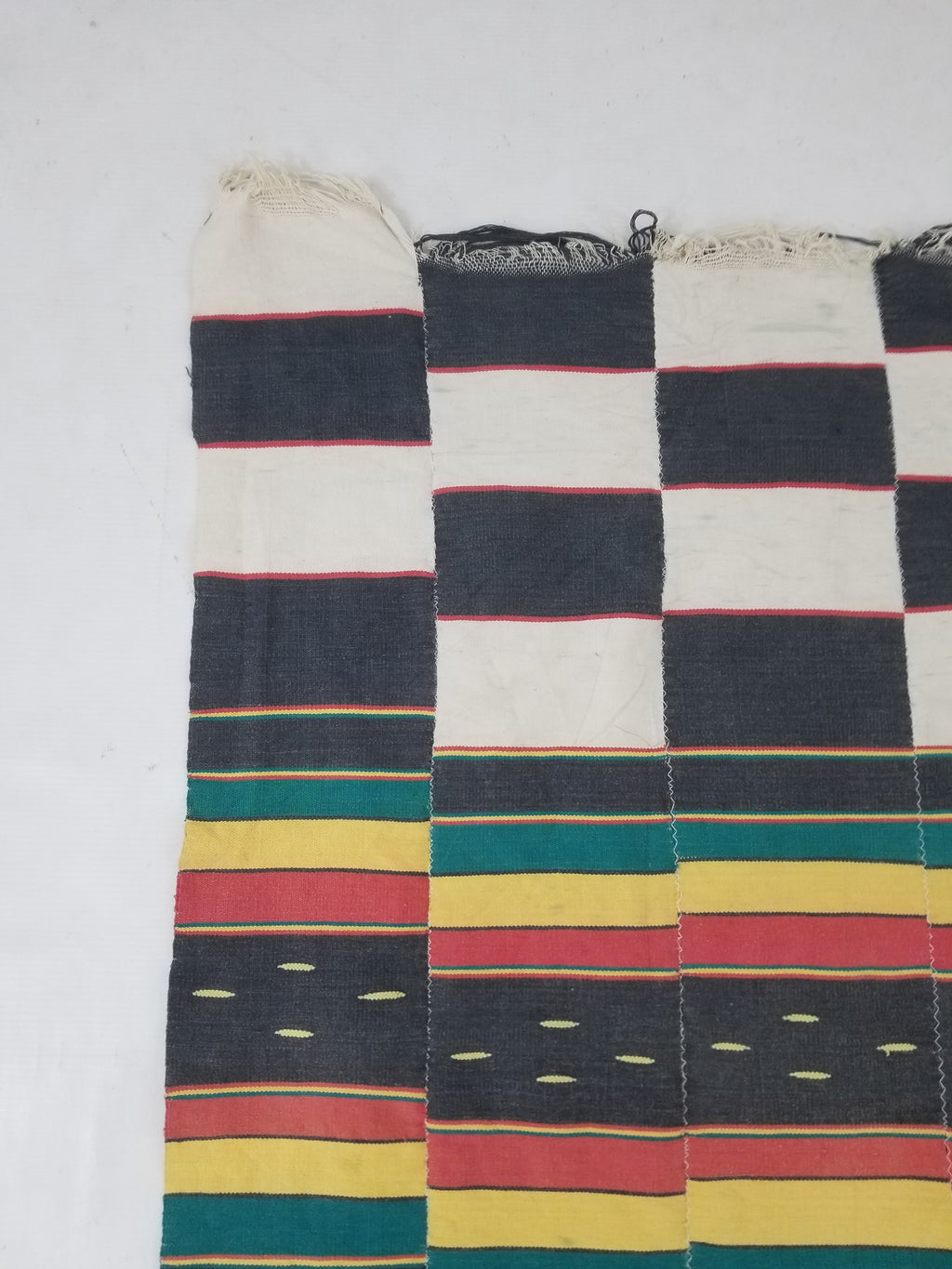 Vintage African Ceremonial 20th C Cloth EWE Strip-Woven Cotton GHANA 211x127cm
