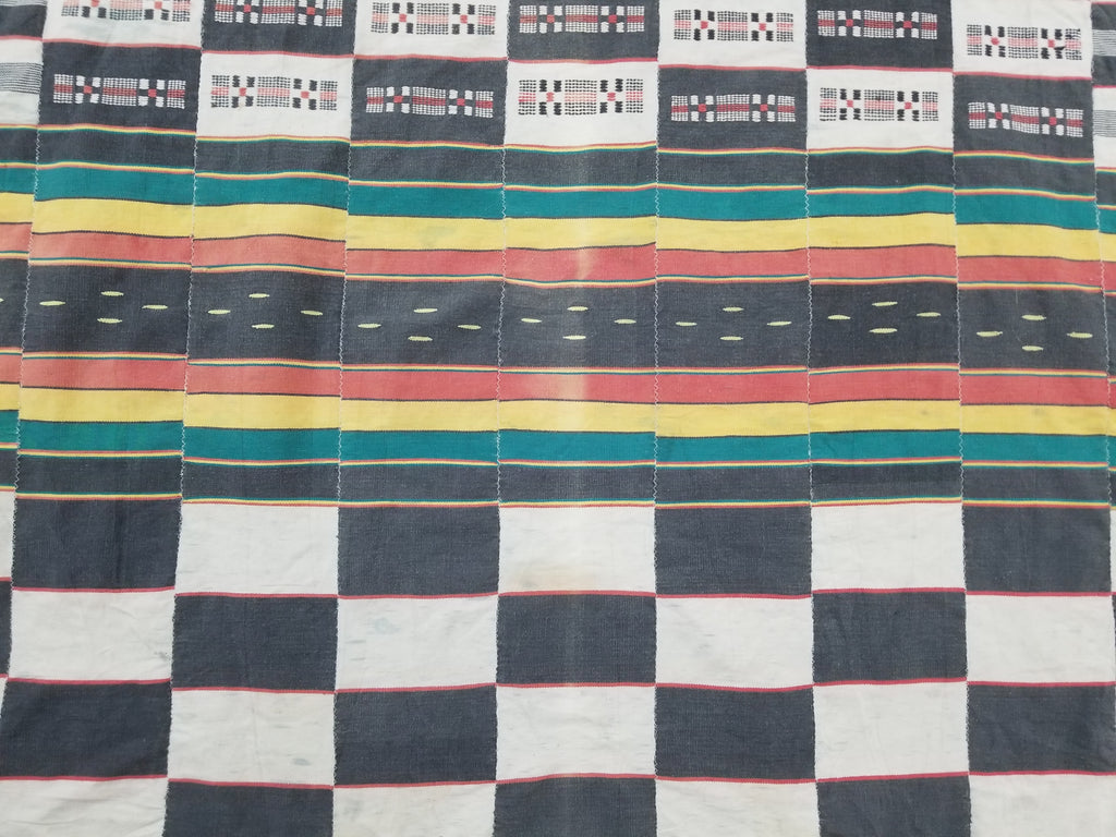 Vintage African Ceremonial 20th C Cloth EWE Strip-Woven Cotton GHANA 211x127cm