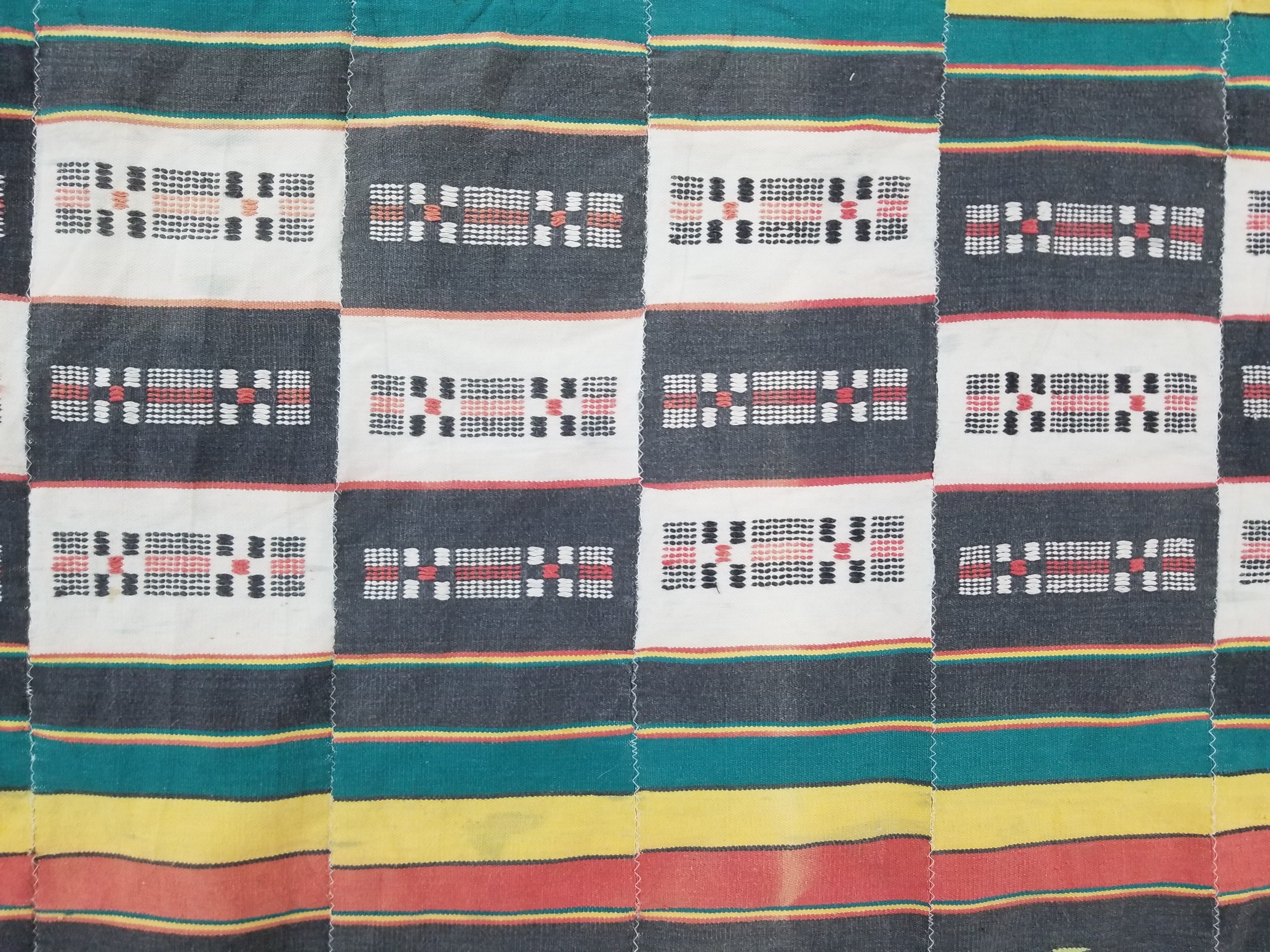 Vintage African Ceremonial 20th C Cloth EWE Strip-Woven Cotton GHANA 211x127cm