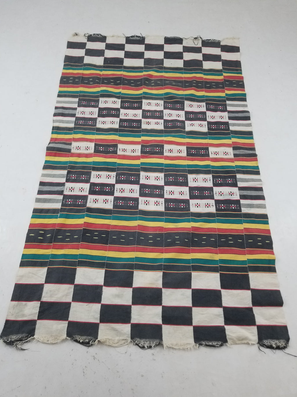 Vintage African Ceremonial 20th C Cloth EWE Strip-Woven Cotton GHANA 211x127cm