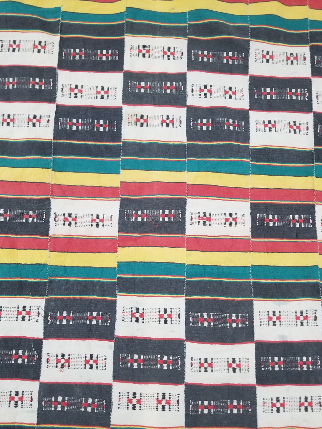 Vintage African Ceremonial 20th C Cloth EWE Strip-Woven Cotton GHANA 211x127cm