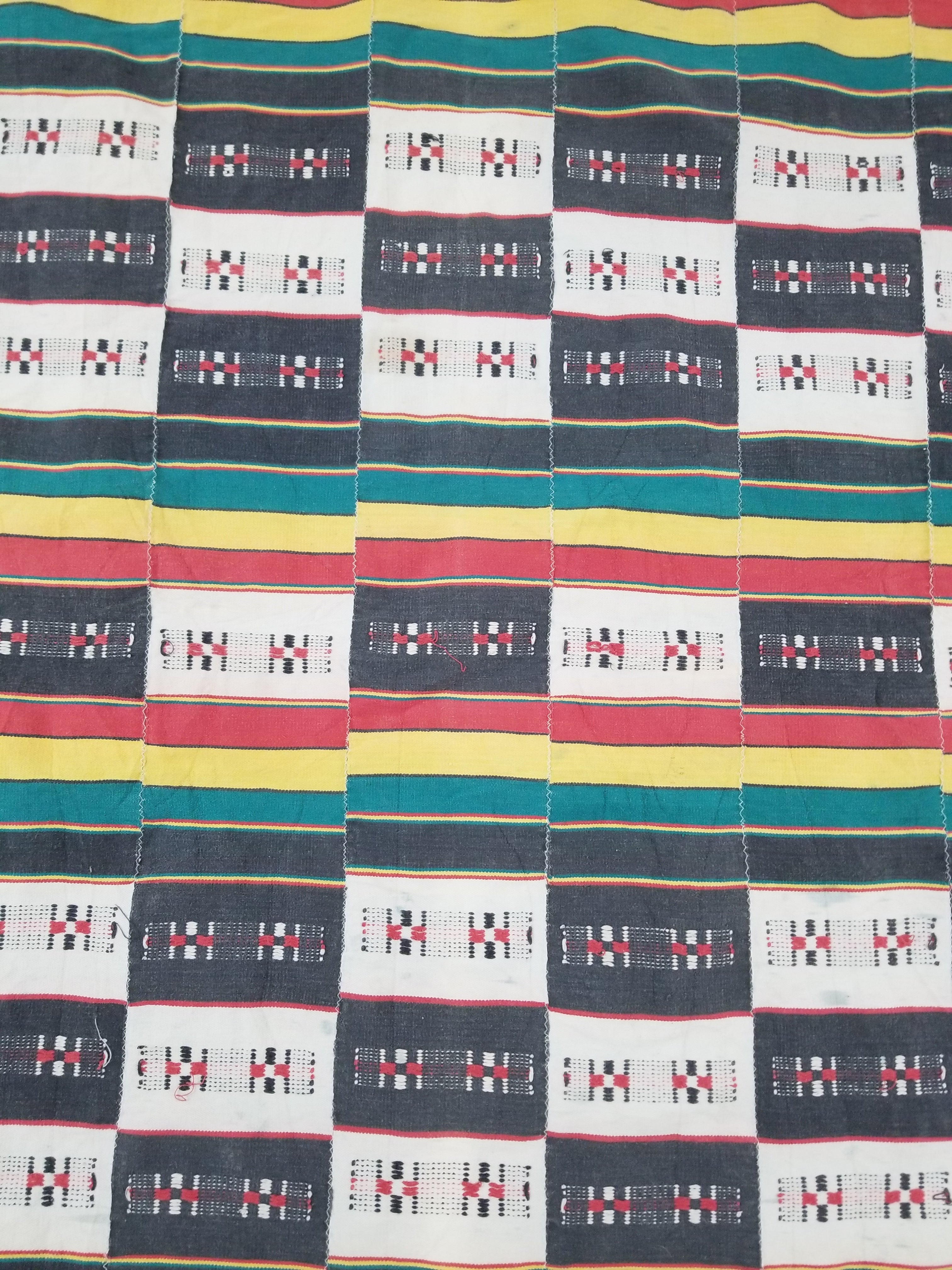 Vintage African Ceremonial 20th C Cloth EWE Strip-Woven Cotton GHANA 211x127cm