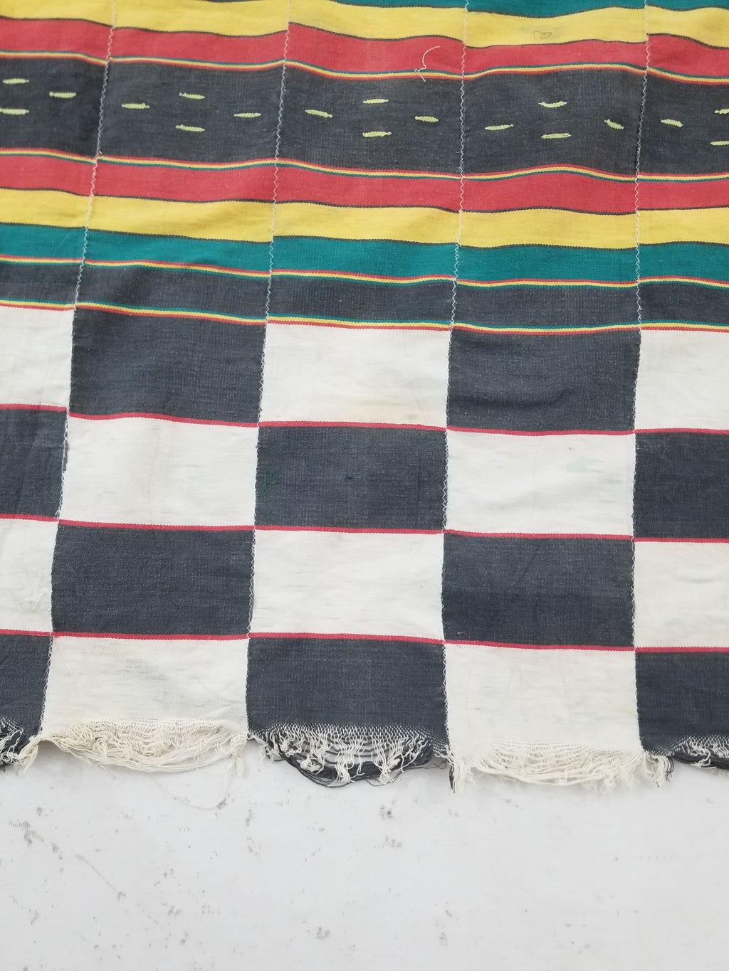Vintage African Ceremonial 20th C Cloth EWE Strip-Woven Cotton GHANA 211x127cm