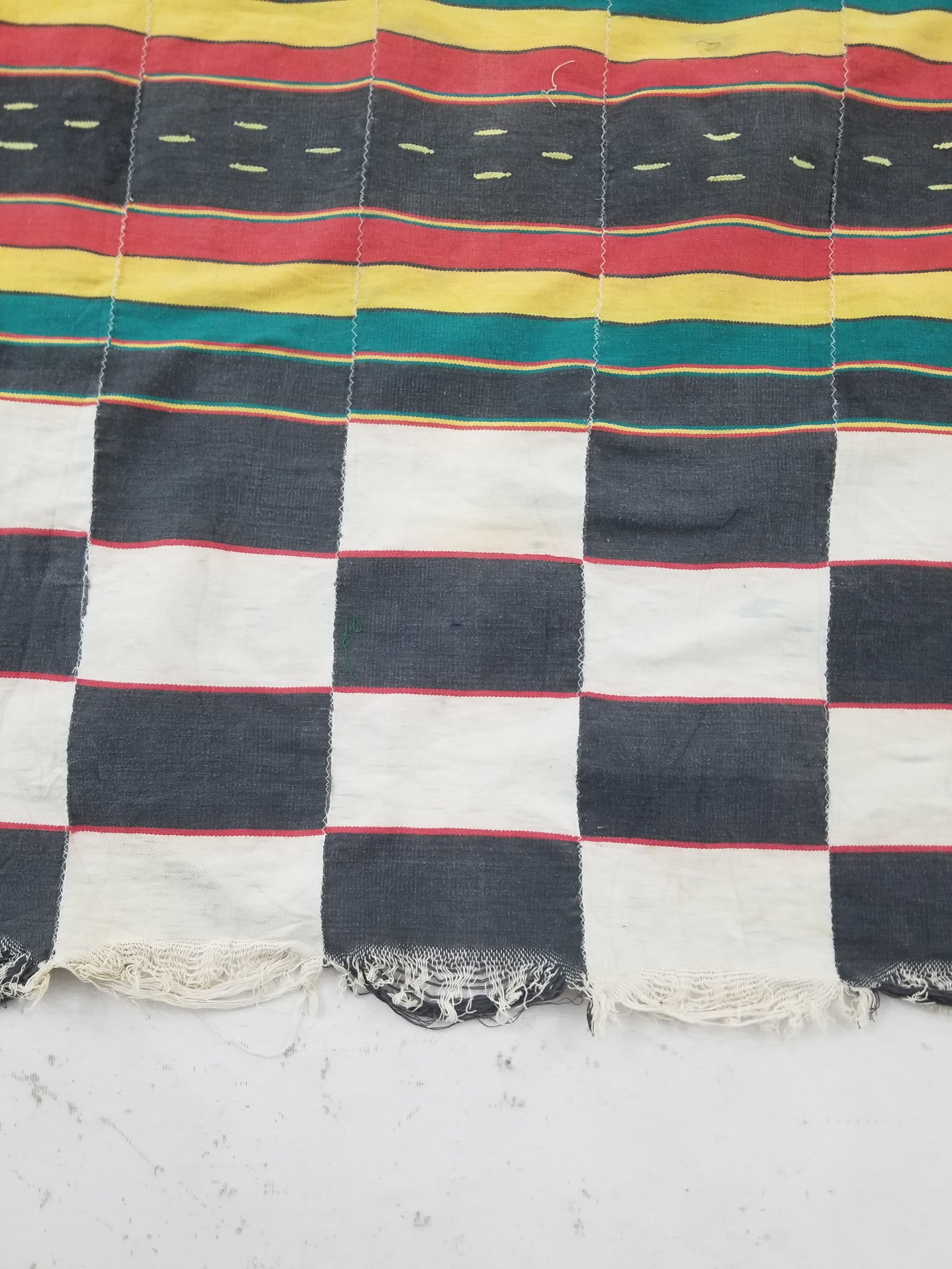 Vintage African Ceremonial 20th C Cloth EWE Strip-Woven Cotton GHANA 211x127cm