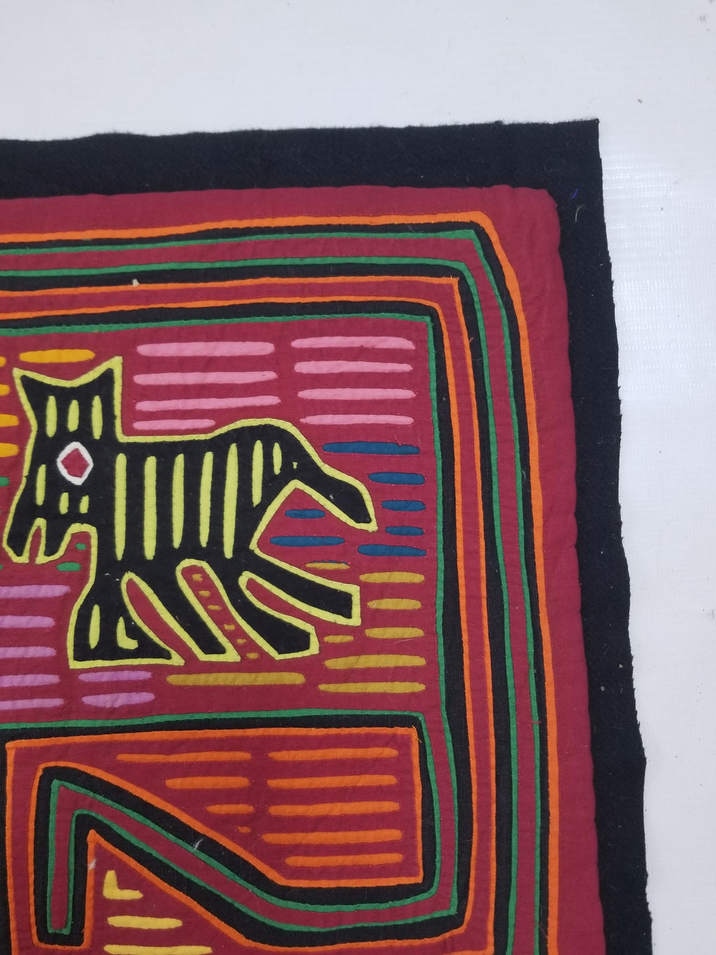 Vintage Traditional Kuna Mola Applique Work Folk Art Panel 49x36cm