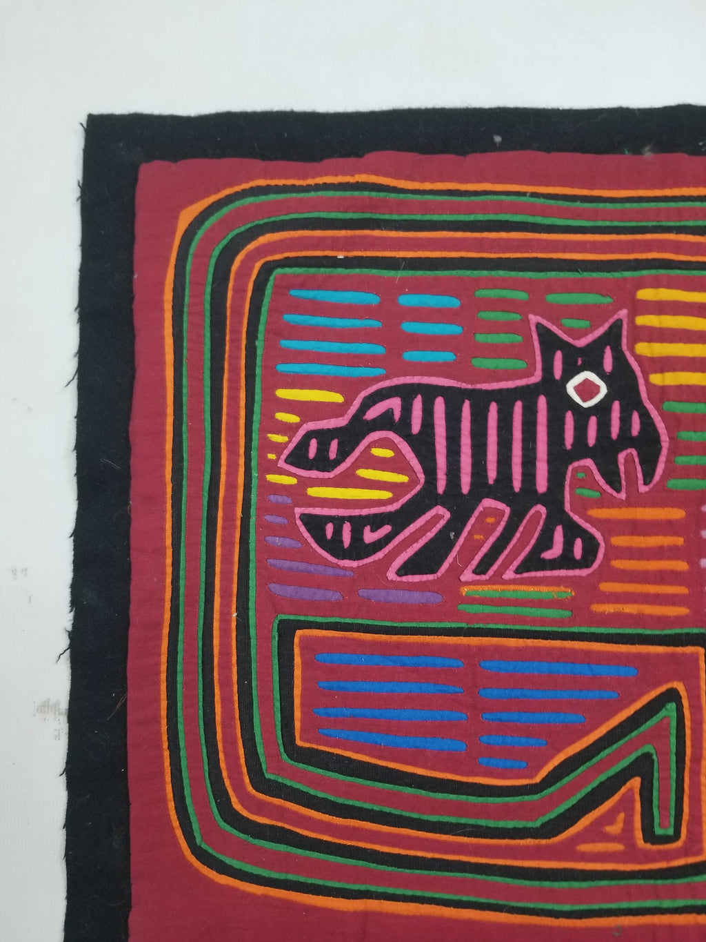 Vintage Traditional Kuna Mola Applique Work Folk Art Panel 49x36cm