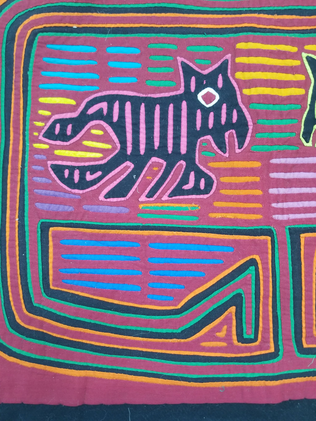 Vintage Traditional Kuna Mola Applique Work Folk Art Panel 49x36cm
