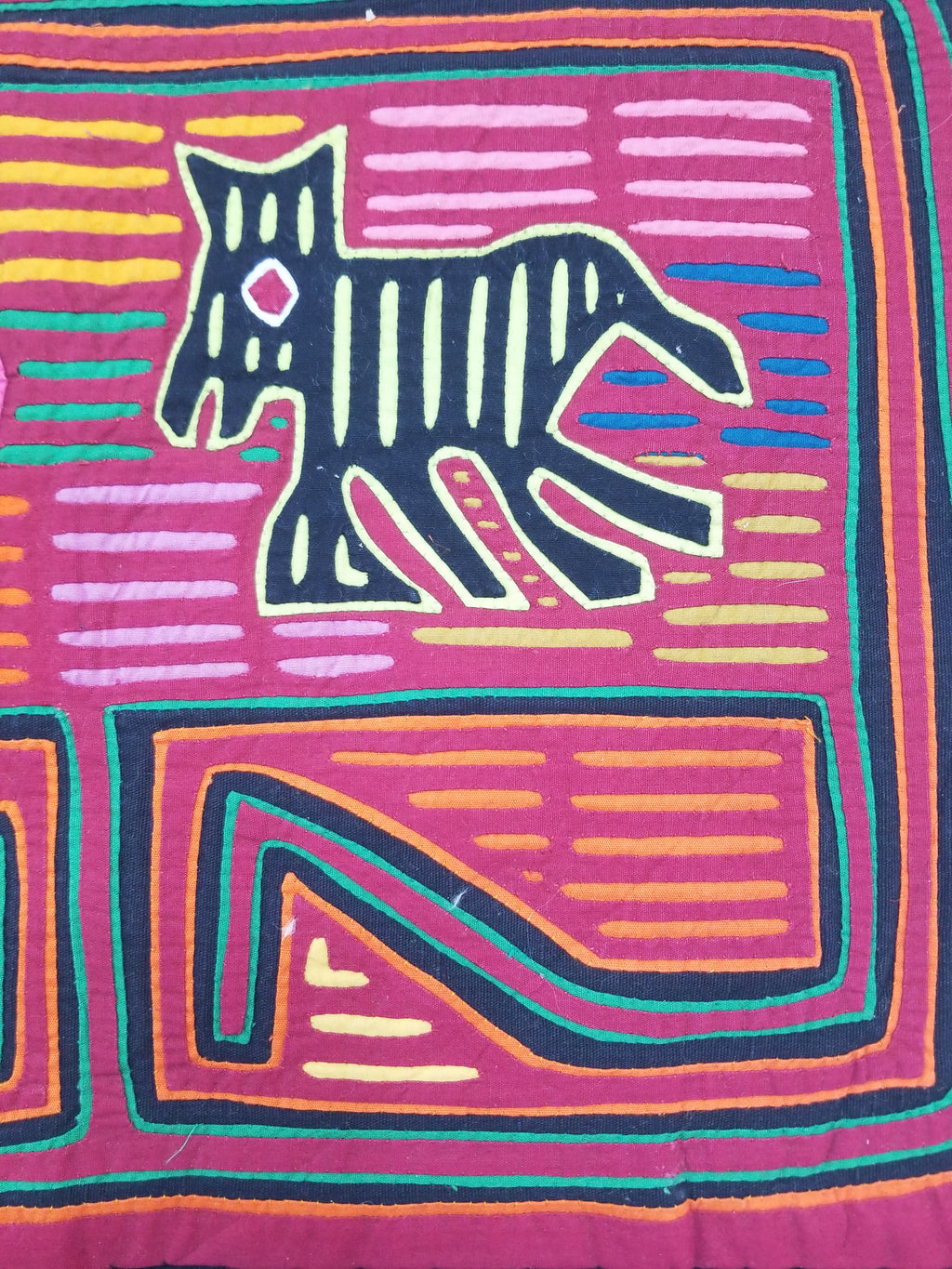 Vintage Traditional Kuna Mola Applique Work Folk Art Panel 49x36cm