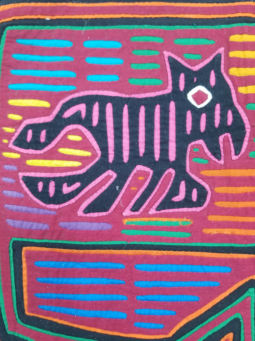 Vintage Traditional Kuna Mola Applique Work Folk Art Panel 49x36cm