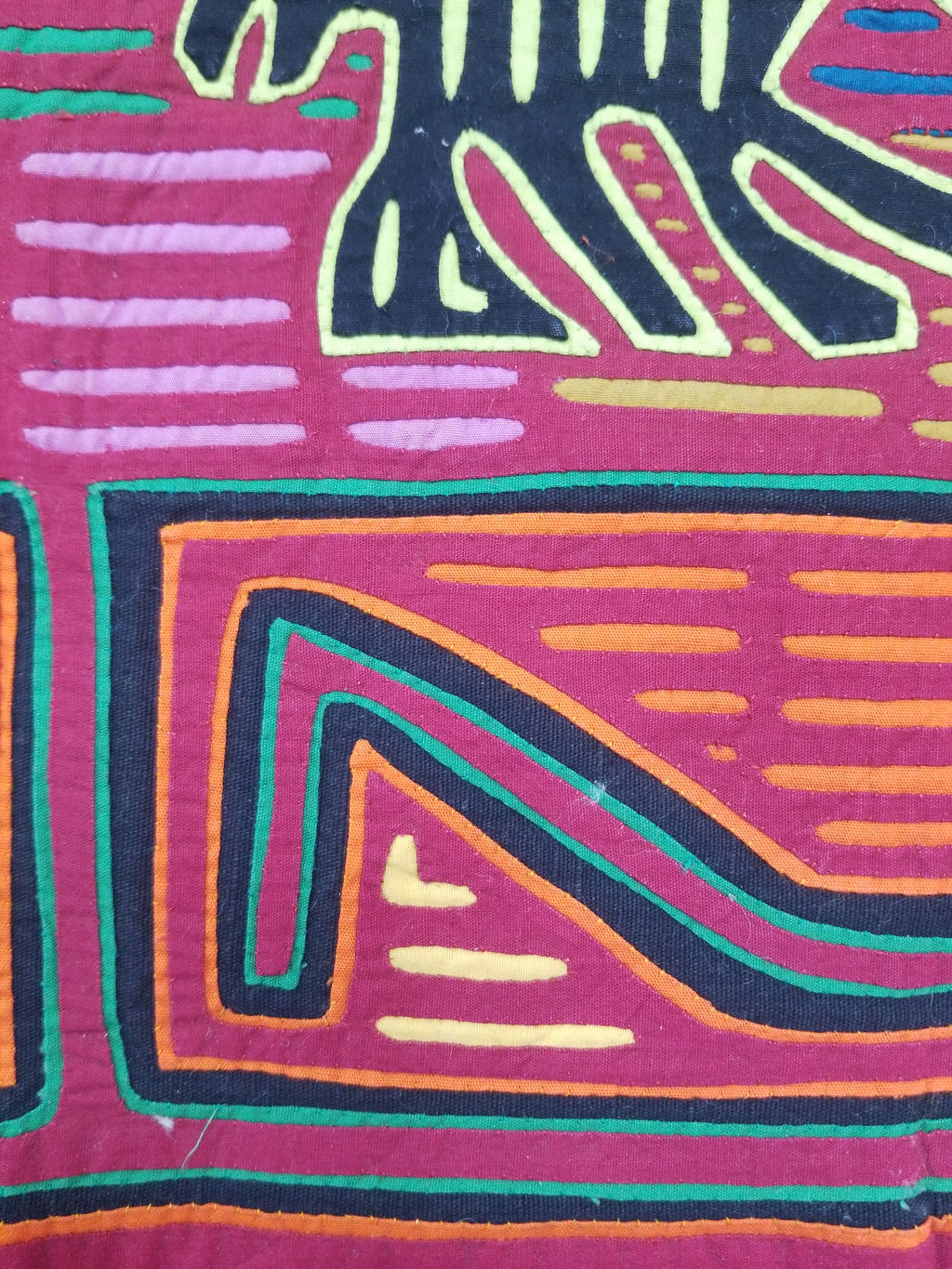 Vintage Traditional Kuna Mola Applique Work Folk Art Panel 49x36cm