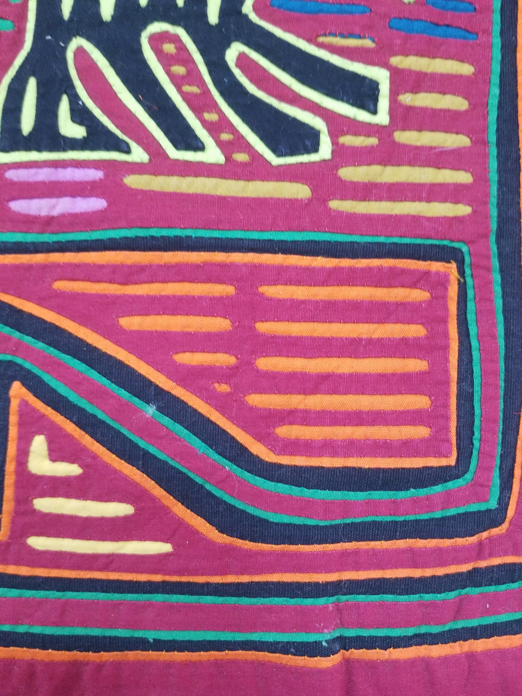 Vintage Traditional Kuna Mola Applique Work Folk Art Panel 49x36cm