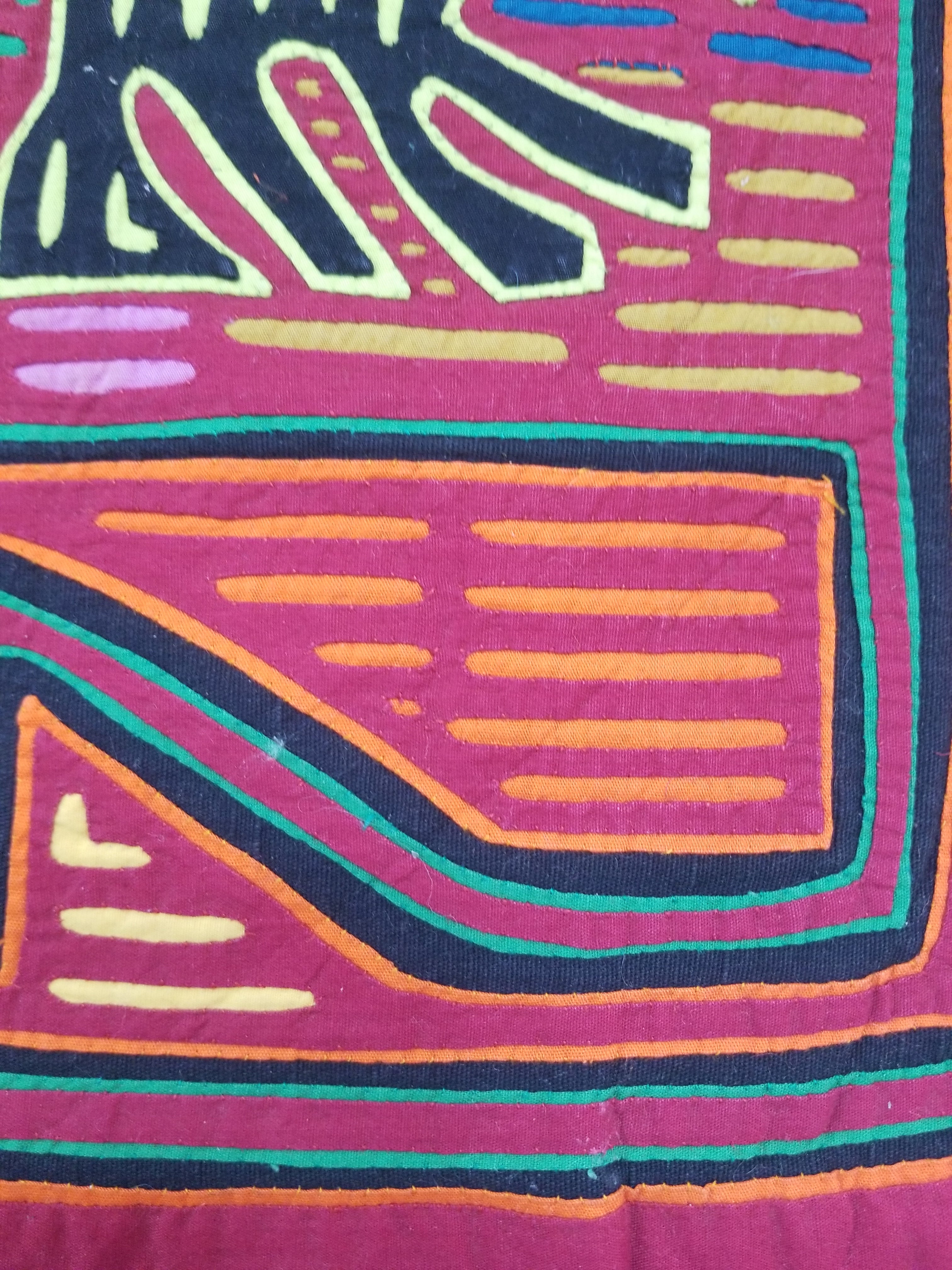 Vintage Traditional Kuna Mola Applique Work Folk Art Panel 49x36cm
