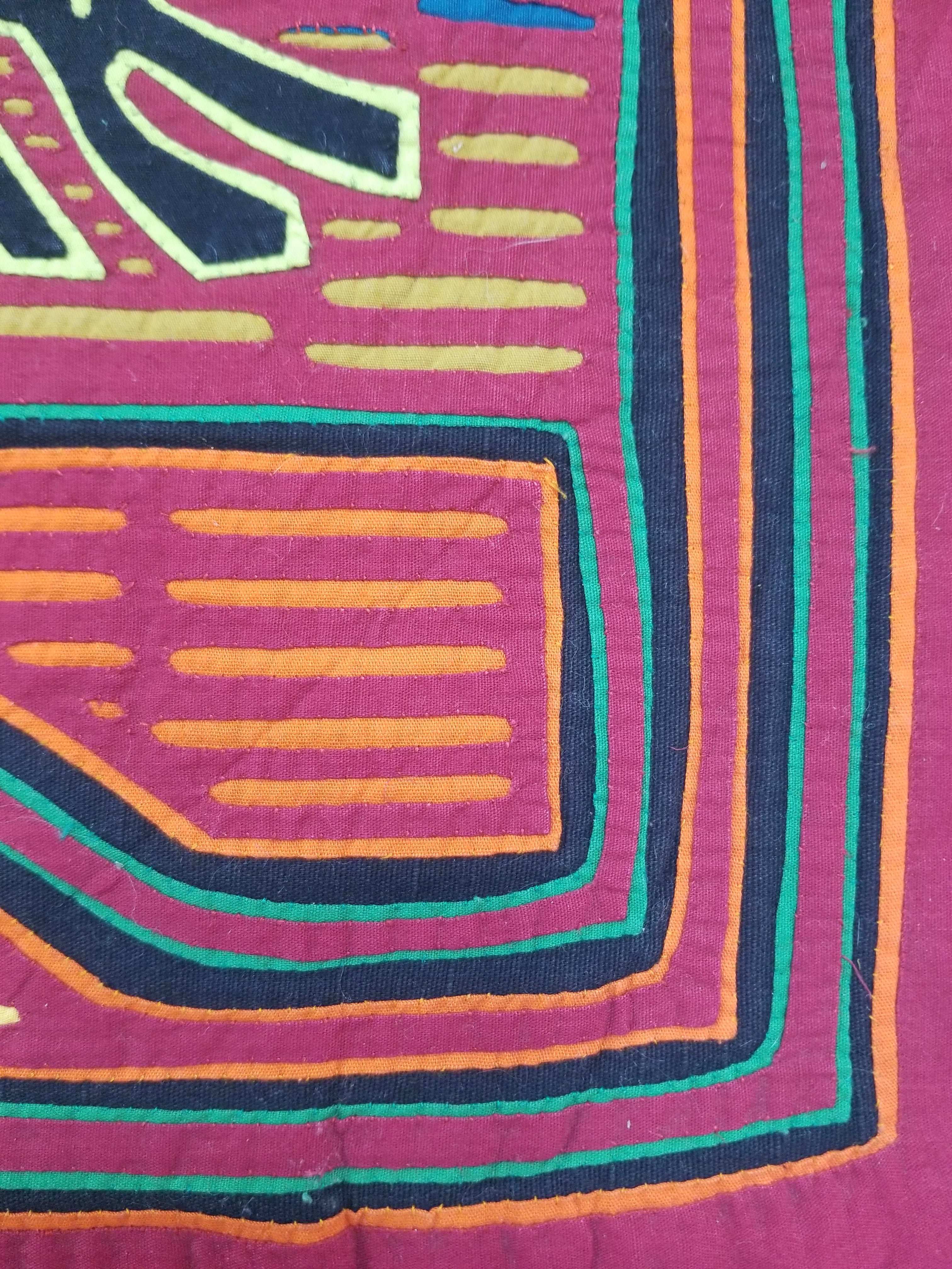 Vintage Traditional Kuna Mola Applique Work Folk Art Panel 49x36cm