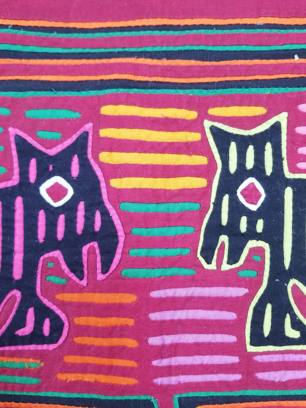 Vintage Traditional Kuna Mola Applique Work Folk Art Panel 49x36cm