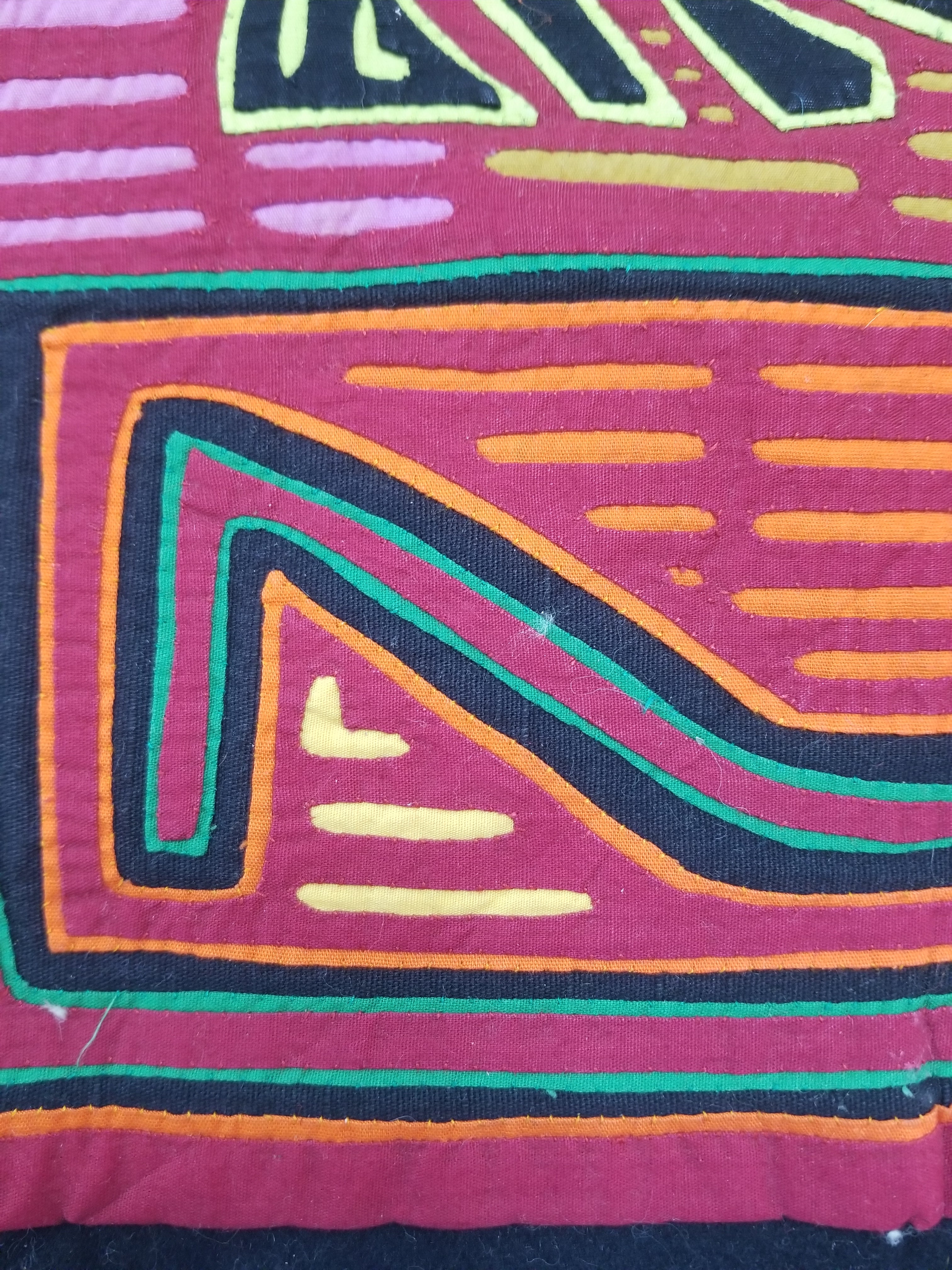 Vintage Traditional Kuna Mola Applique Work Folk Art Panel 49x36cm