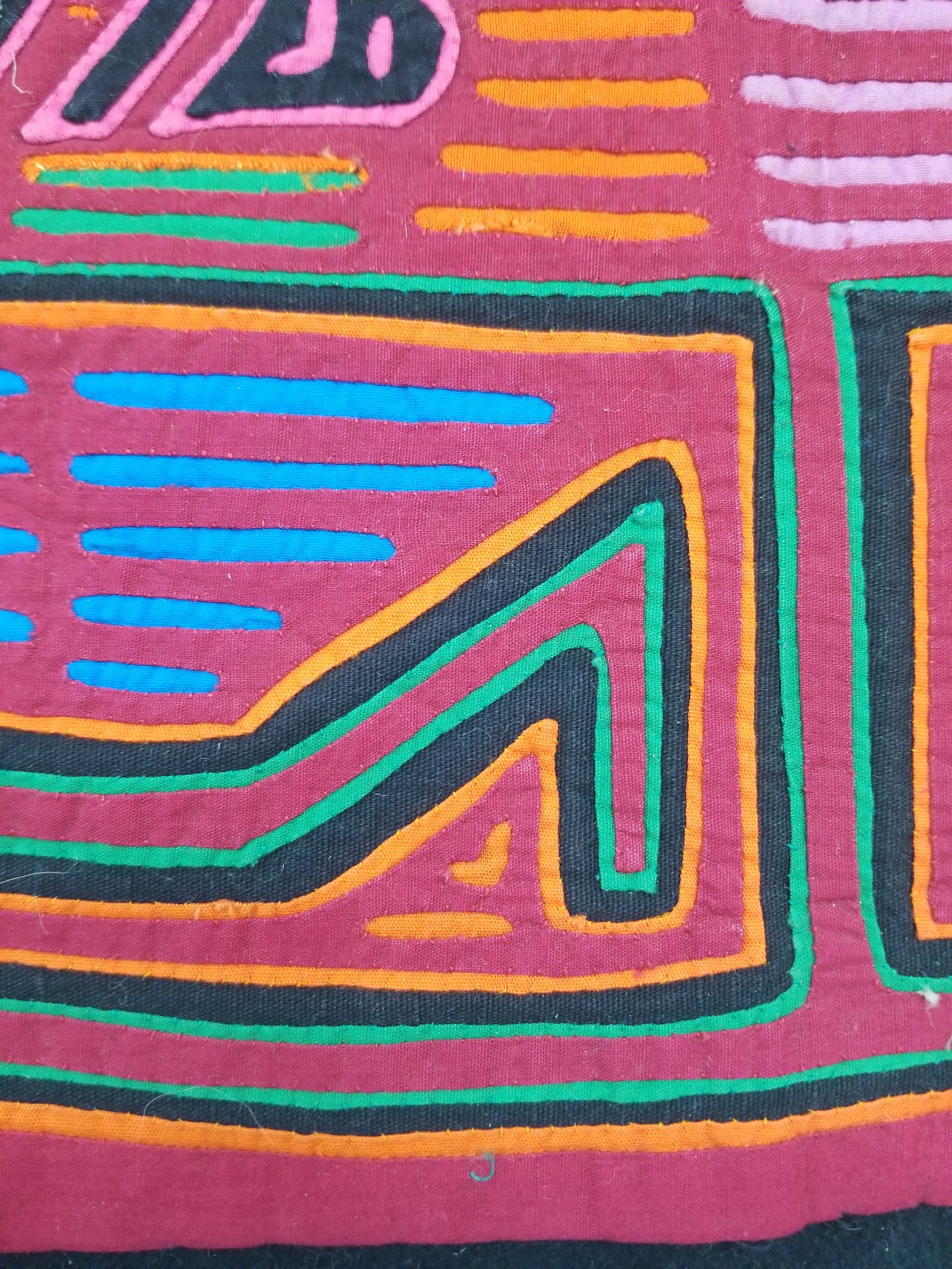 Vintage Traditional Kuna Mola Applique Work Folk Art Panel 49x36cm