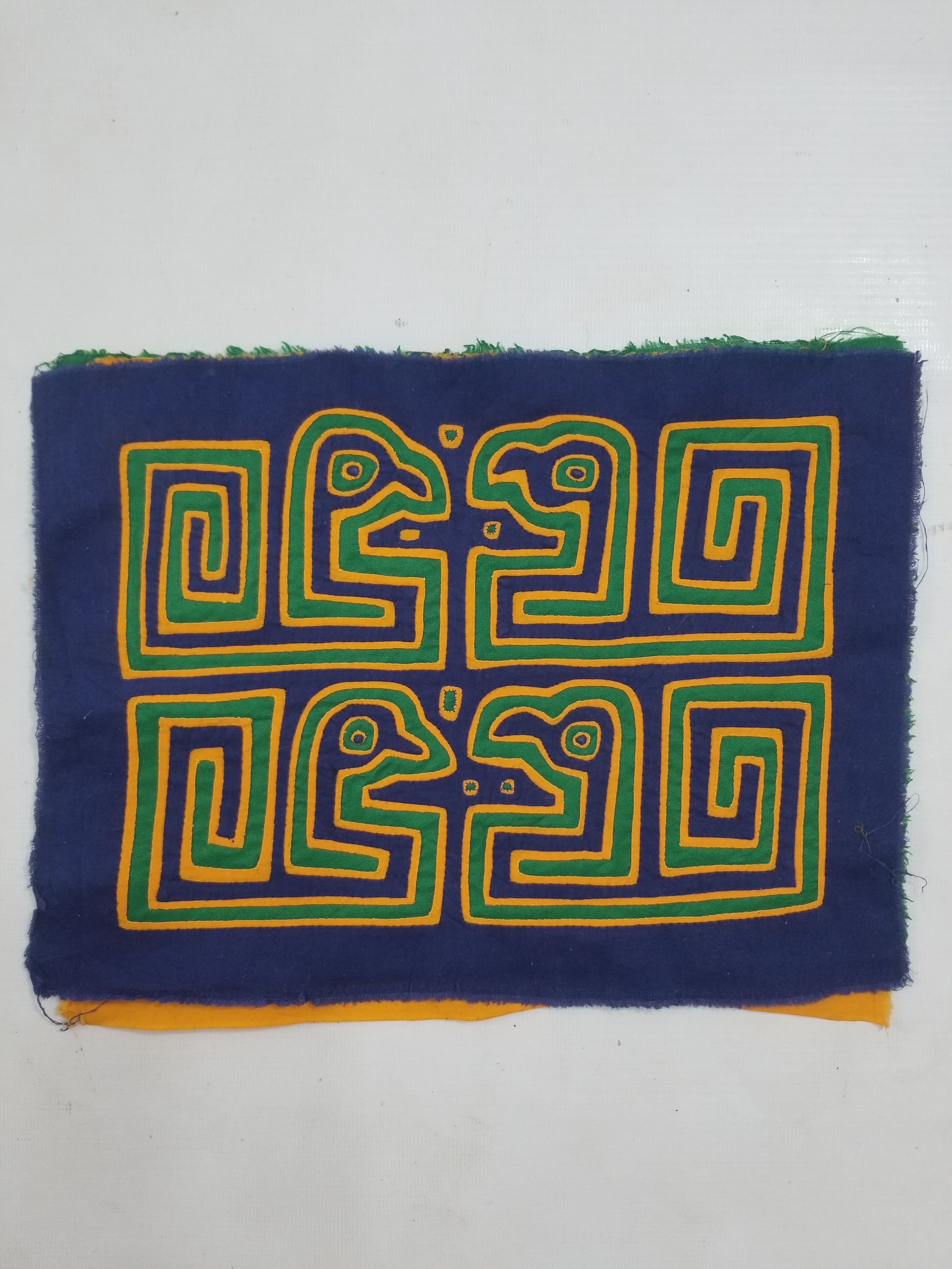 Vintage Traditional Kuna Mola Applique Work Folk Art Panel 31x23cm