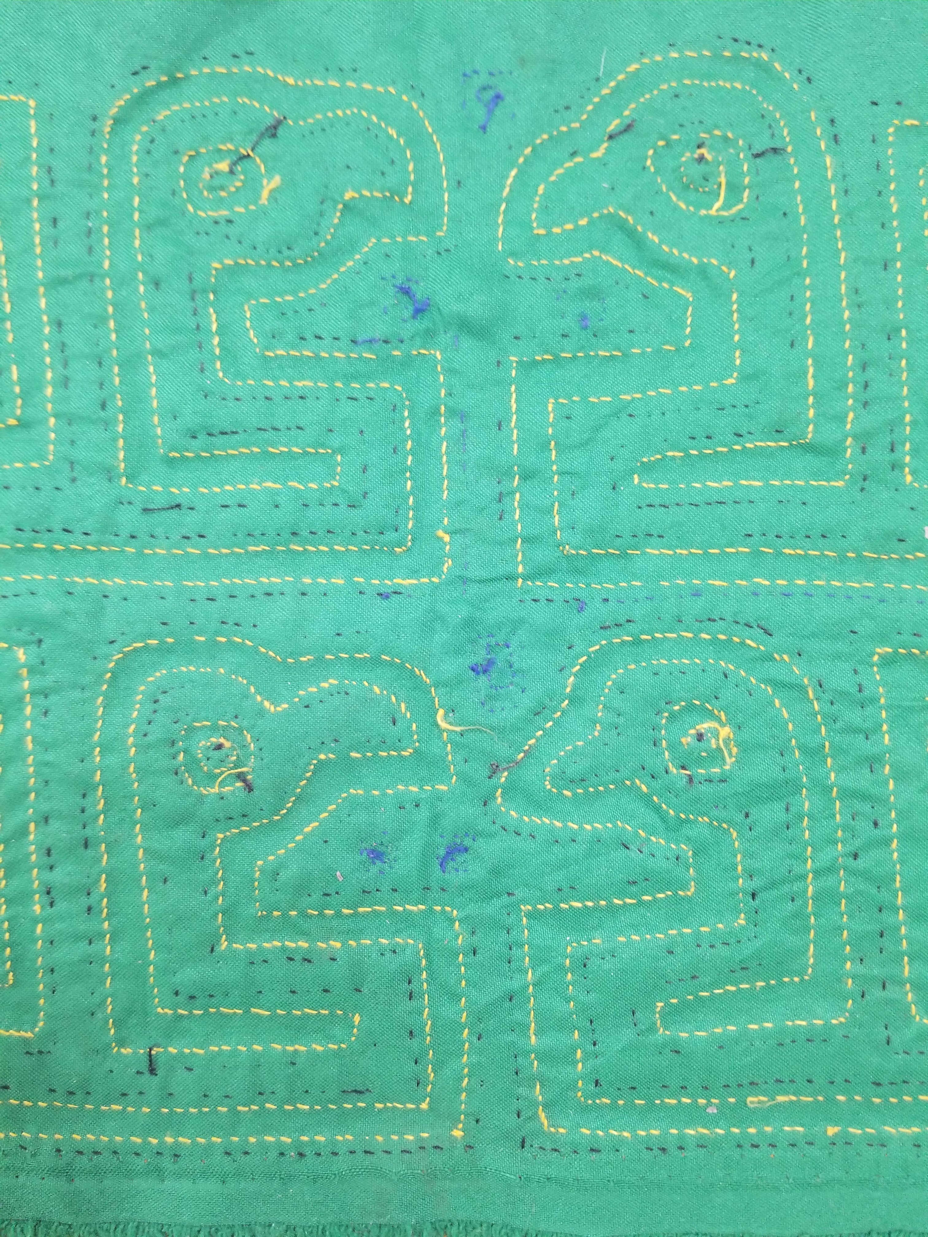 Vintage Traditional Kuna Mola Applique Work Folk Art Panel 31x23cm