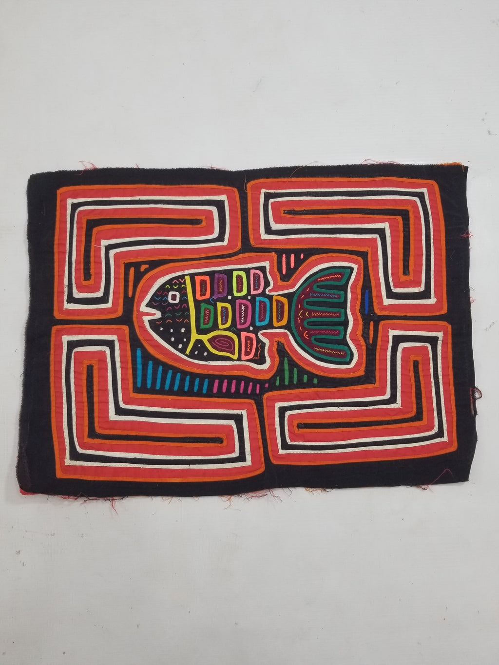 Vintage Traditional Kuna Mola Applique Work Folk Art Panel 45x32cm