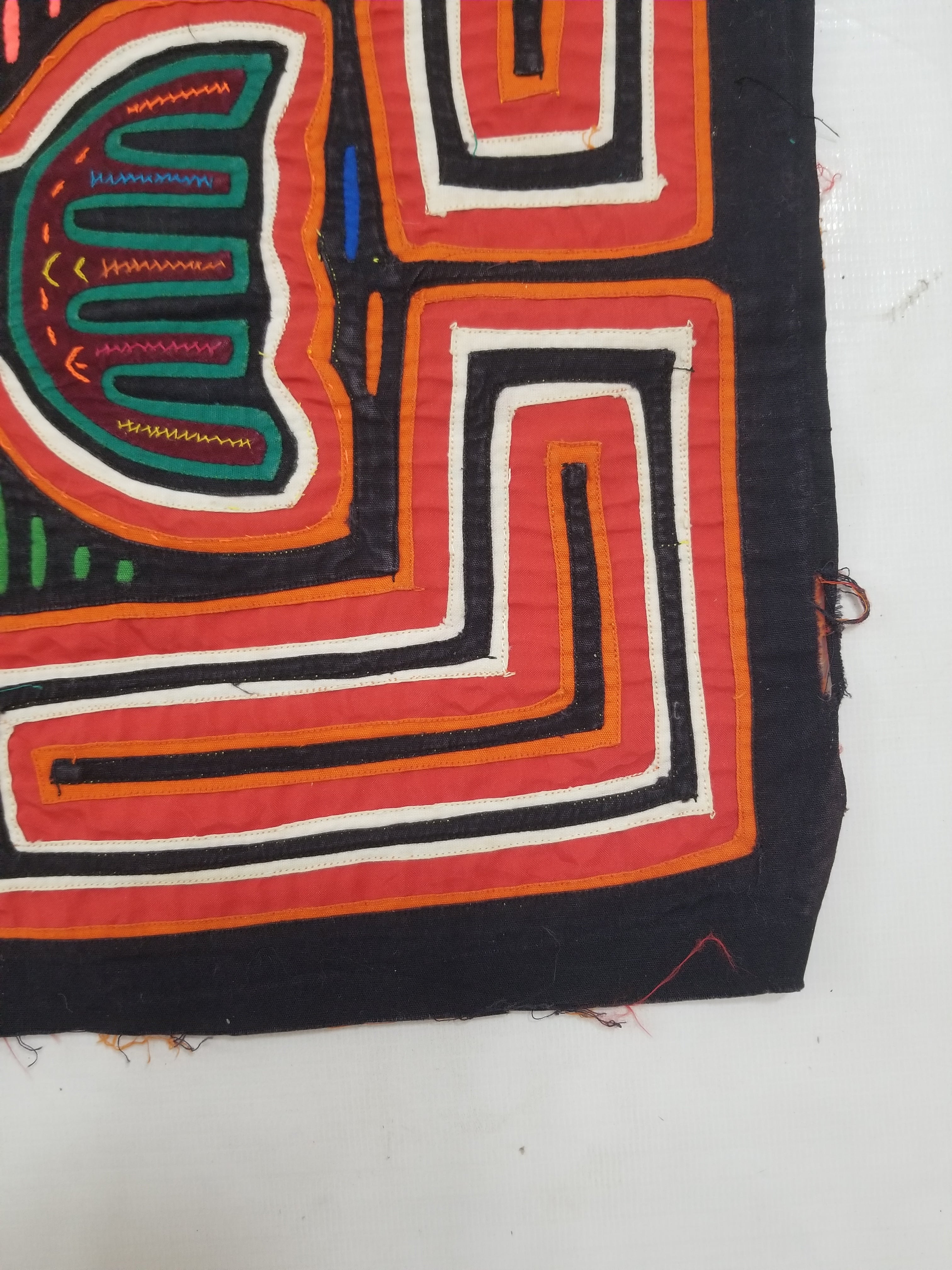 Vintage Traditional Kuna Mola Applique Work Folk Art Panel 45x32cm