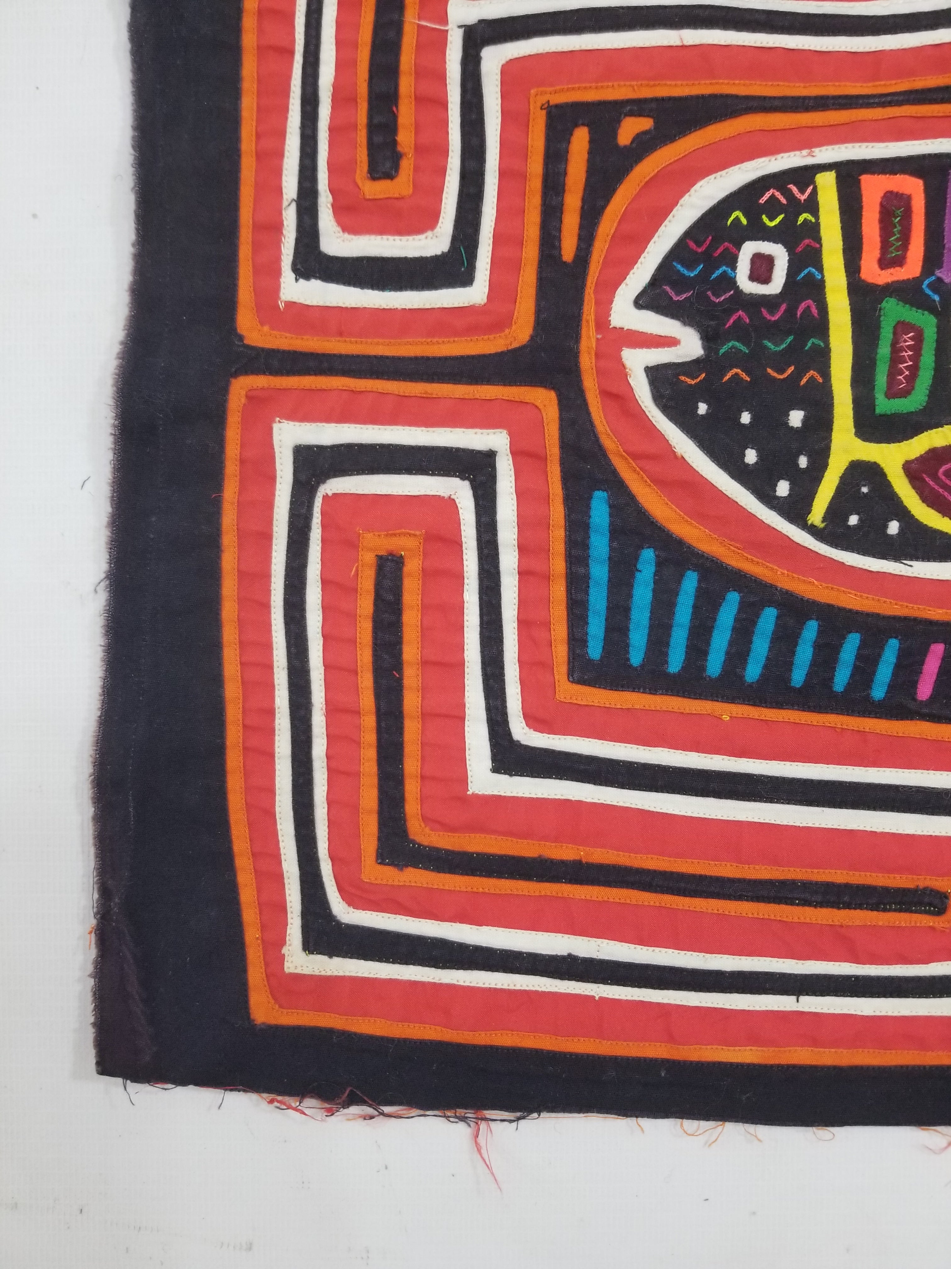 Vintage Traditional Kuna Mola Applique Work Folk Art Panel 45x32cm