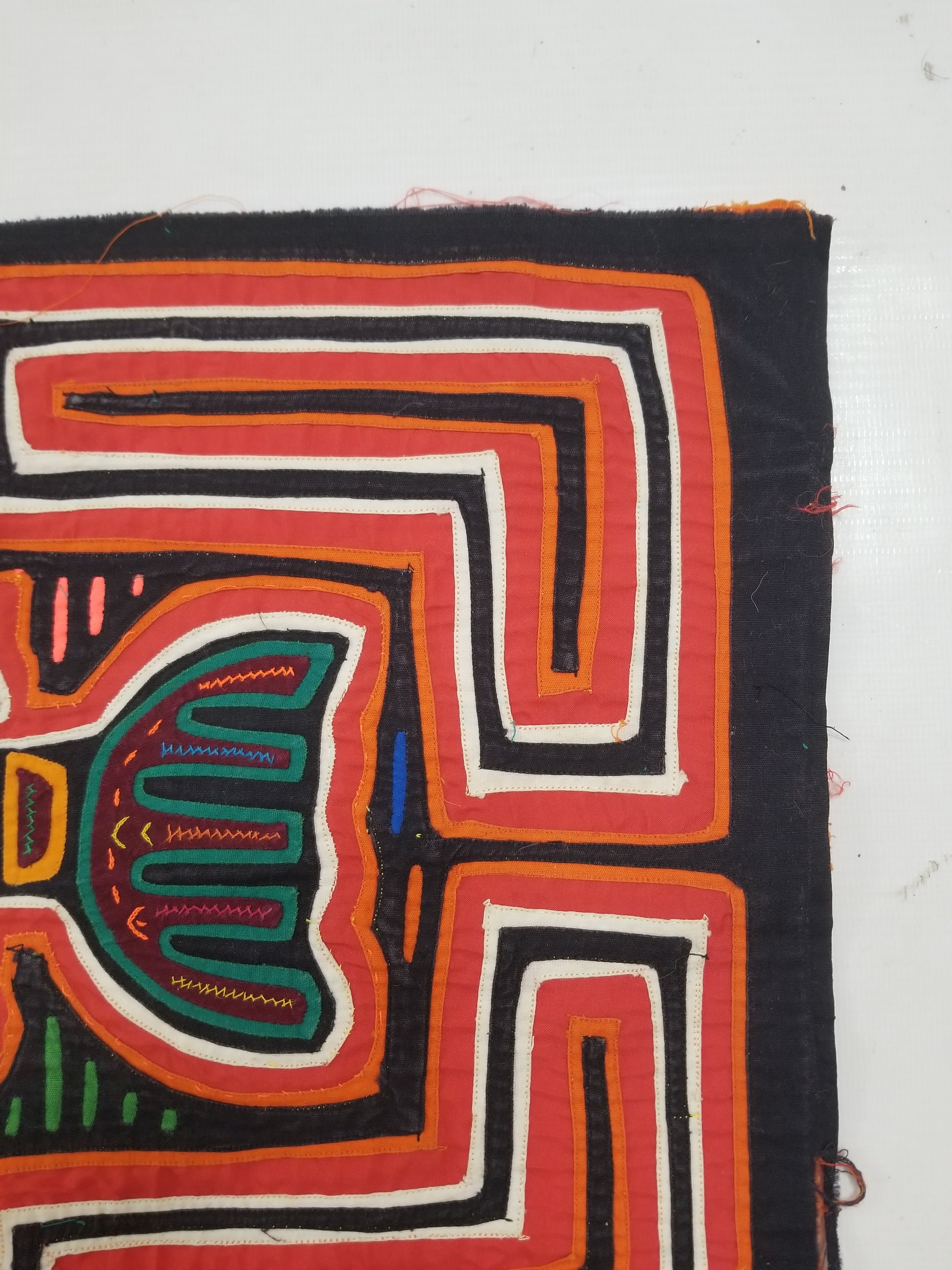 Vintage Traditional Kuna Mola Applique Work Folk Art Panel 45x32cm