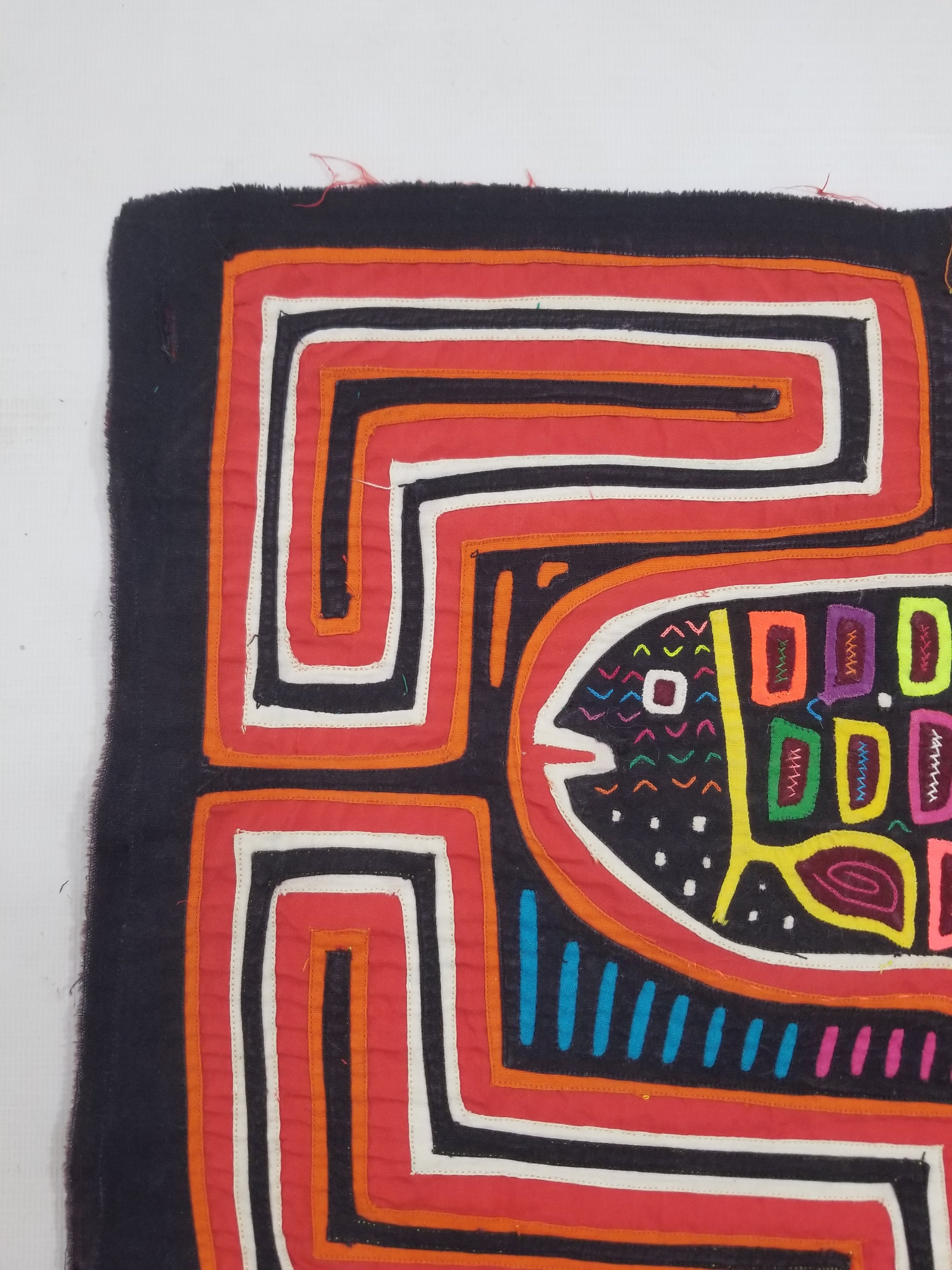 Vintage Traditional Kuna Mola Applique Work Folk Art Panel 45x32cm