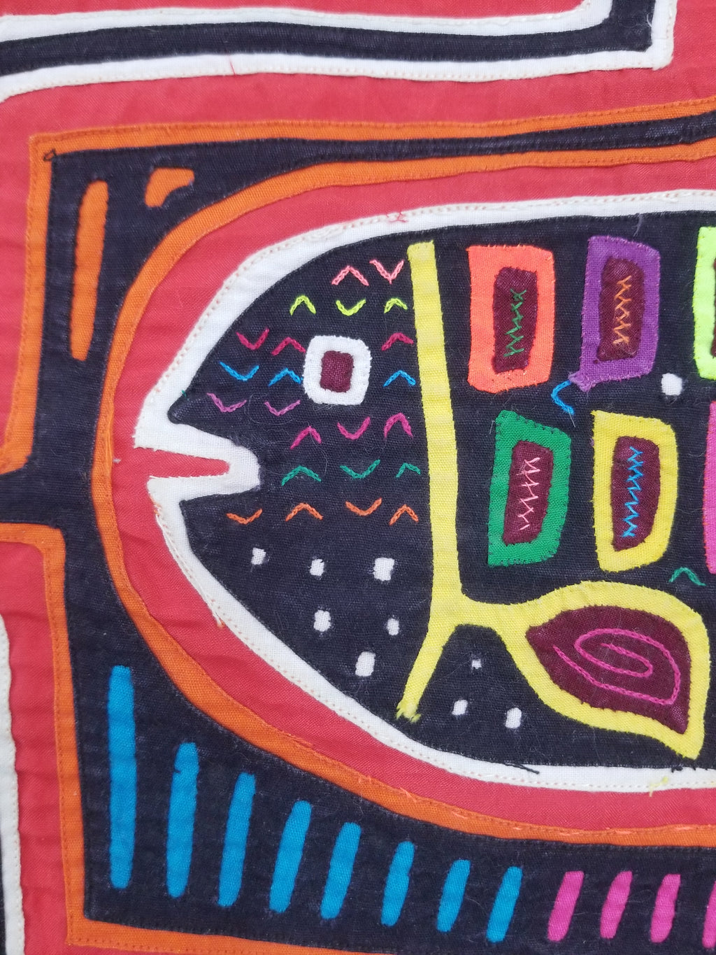 Vintage Traditional Kuna Mola Applique Work Folk Art Panel 45x32cm