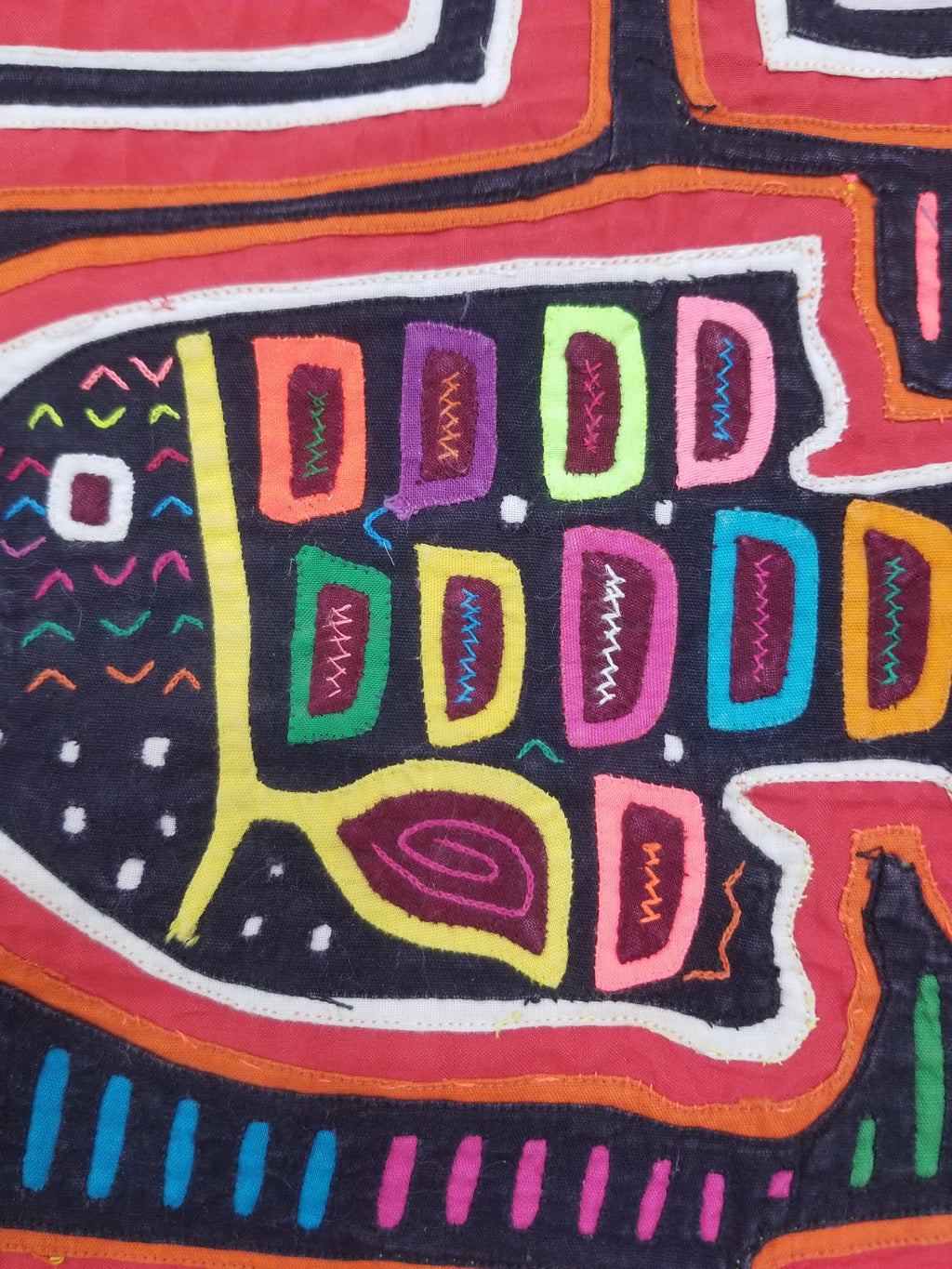 Vintage Traditional Kuna Mola Applique Work Folk Art Panel 45x32cm